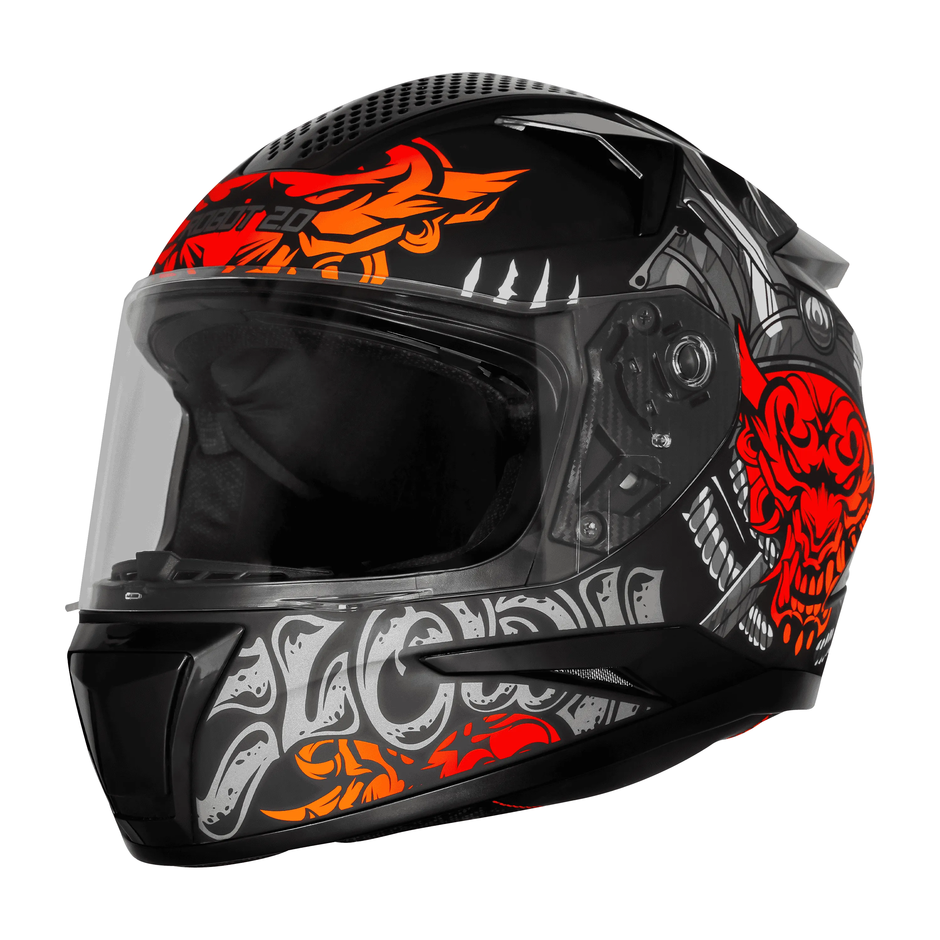 STEELBIRD SBH-35 DOT ROBOT 2.0 CLOWN GLOSSY BLACK/ORANGE C/V (M) WITH EXTRA SMOKE VISOR STEELBIRD SBH-35 DOT ROBOT 2.0 CLOWN GLOSSY BLACK/ORANGE C/V (M) WITH EXTRA SMOKE VISOR