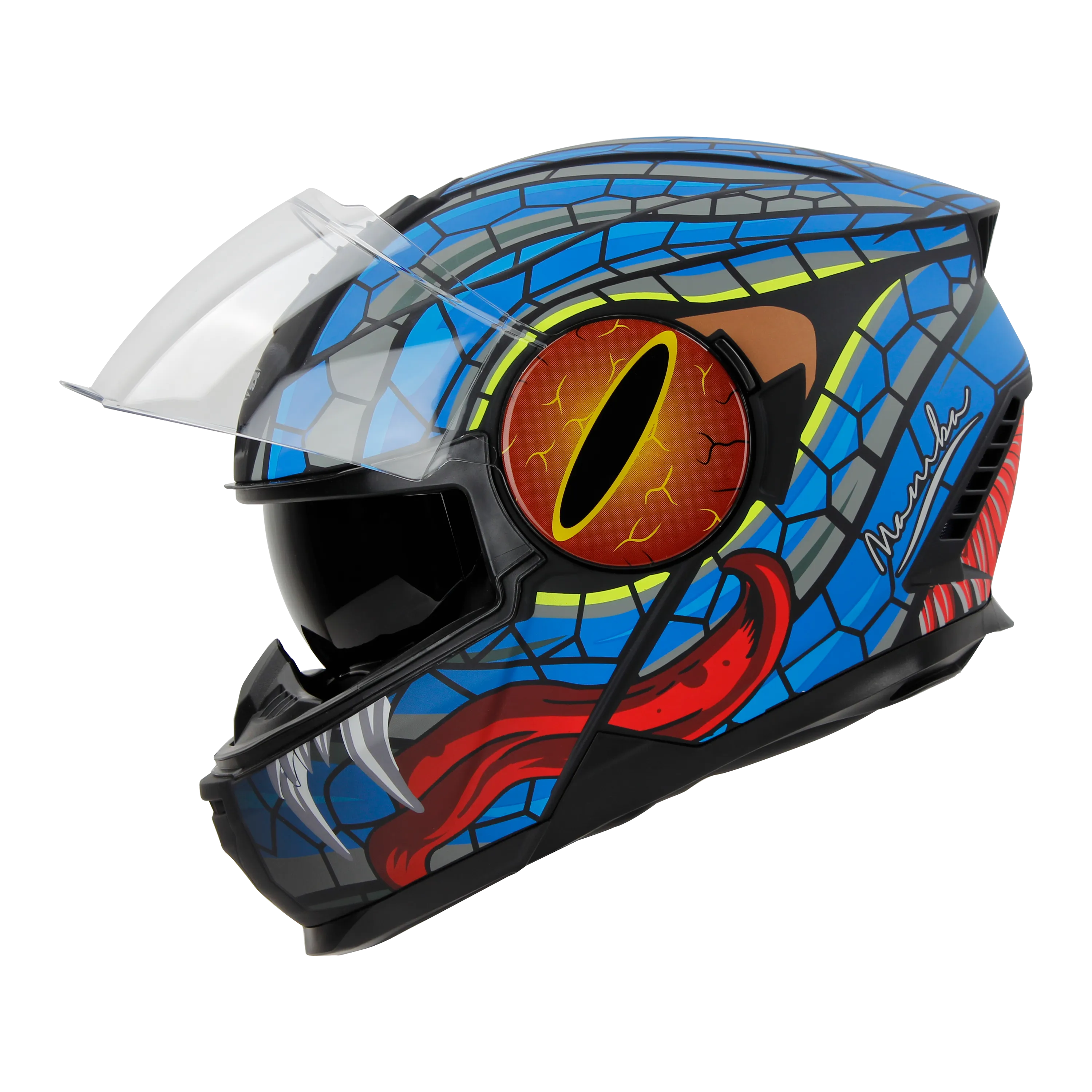STEELBIRD SBH-40 ISS MAMBA MATT BLACK/BLUE C/V 580 MM