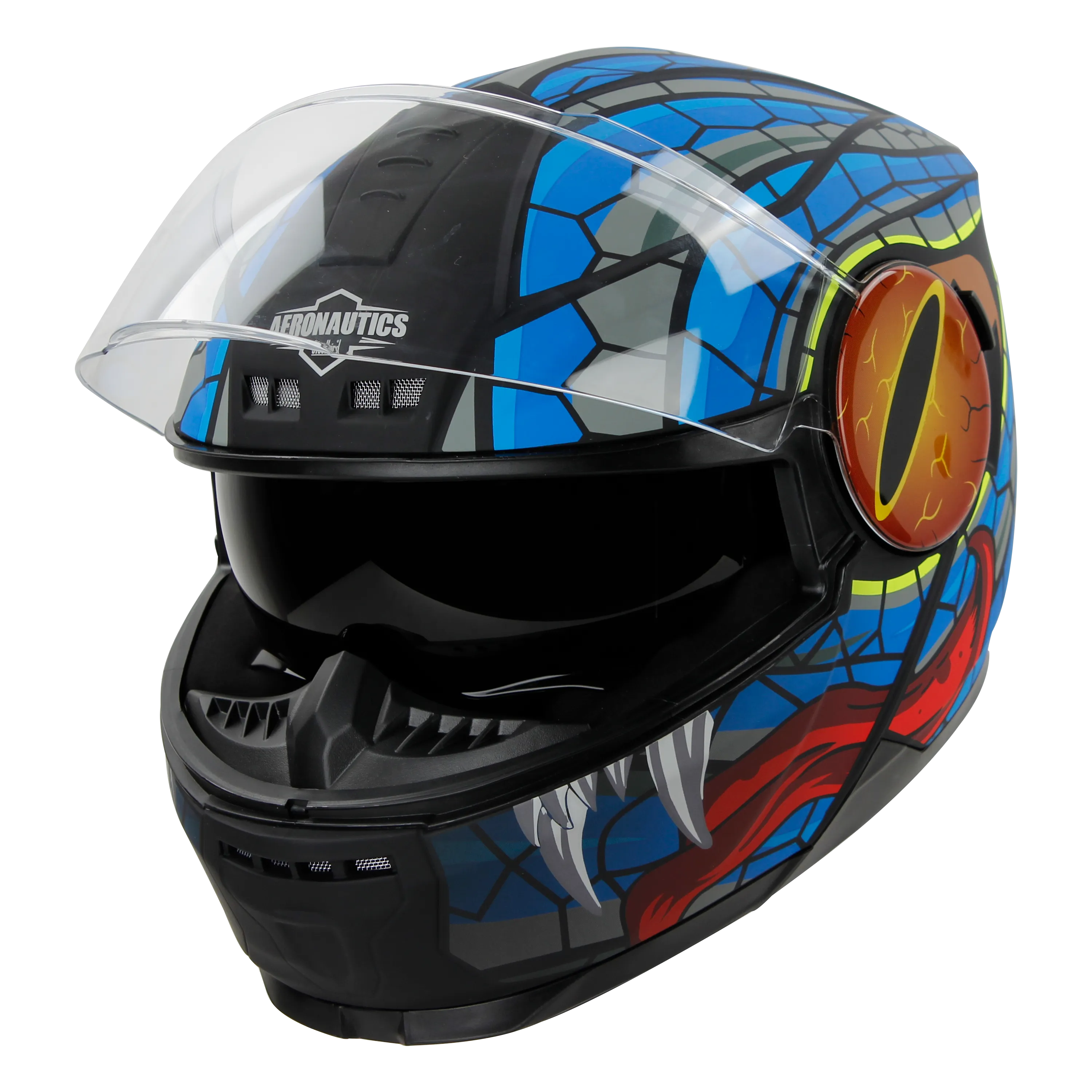 STEELBIRD SBH-40 ISS MAMBA MATT BLACK/BLUE C/V 580 MM