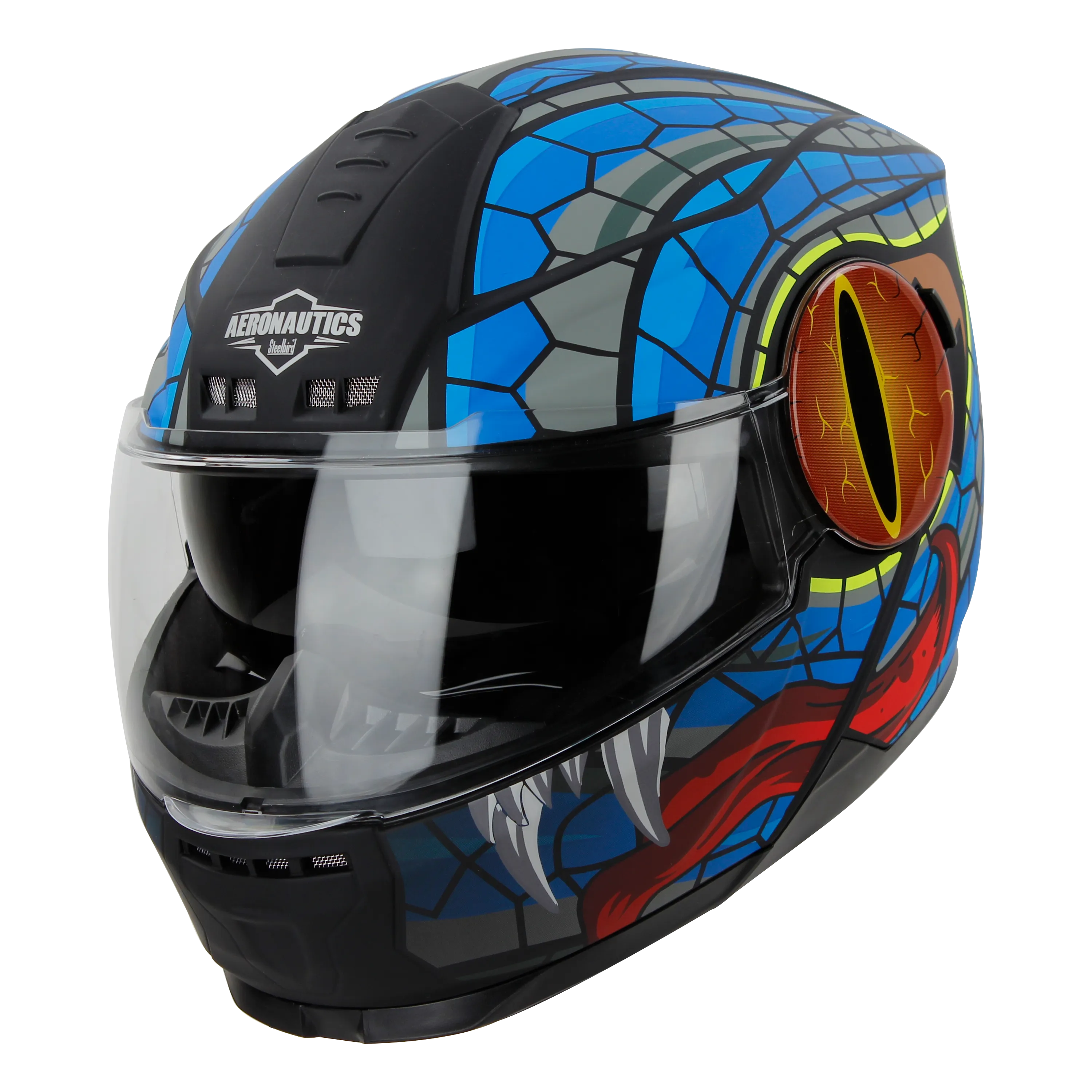 STEELBIRD SBH-40 ISS MAMBA MATT BLACK/BLUE C/V 580 MM