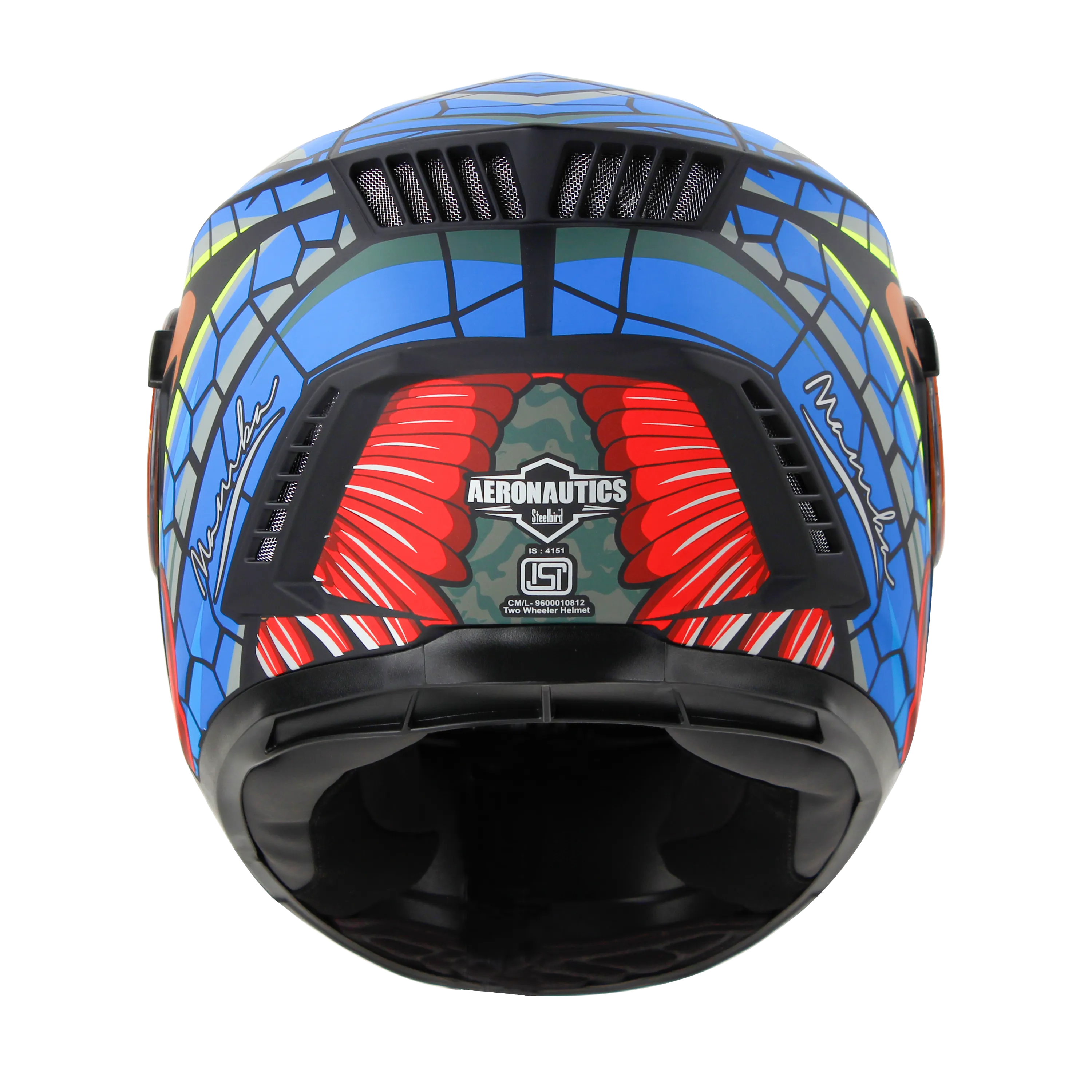 STEELBIRD SBH-40 ISS MAMBA MATT BLACK/BLUE C/V 580 MM