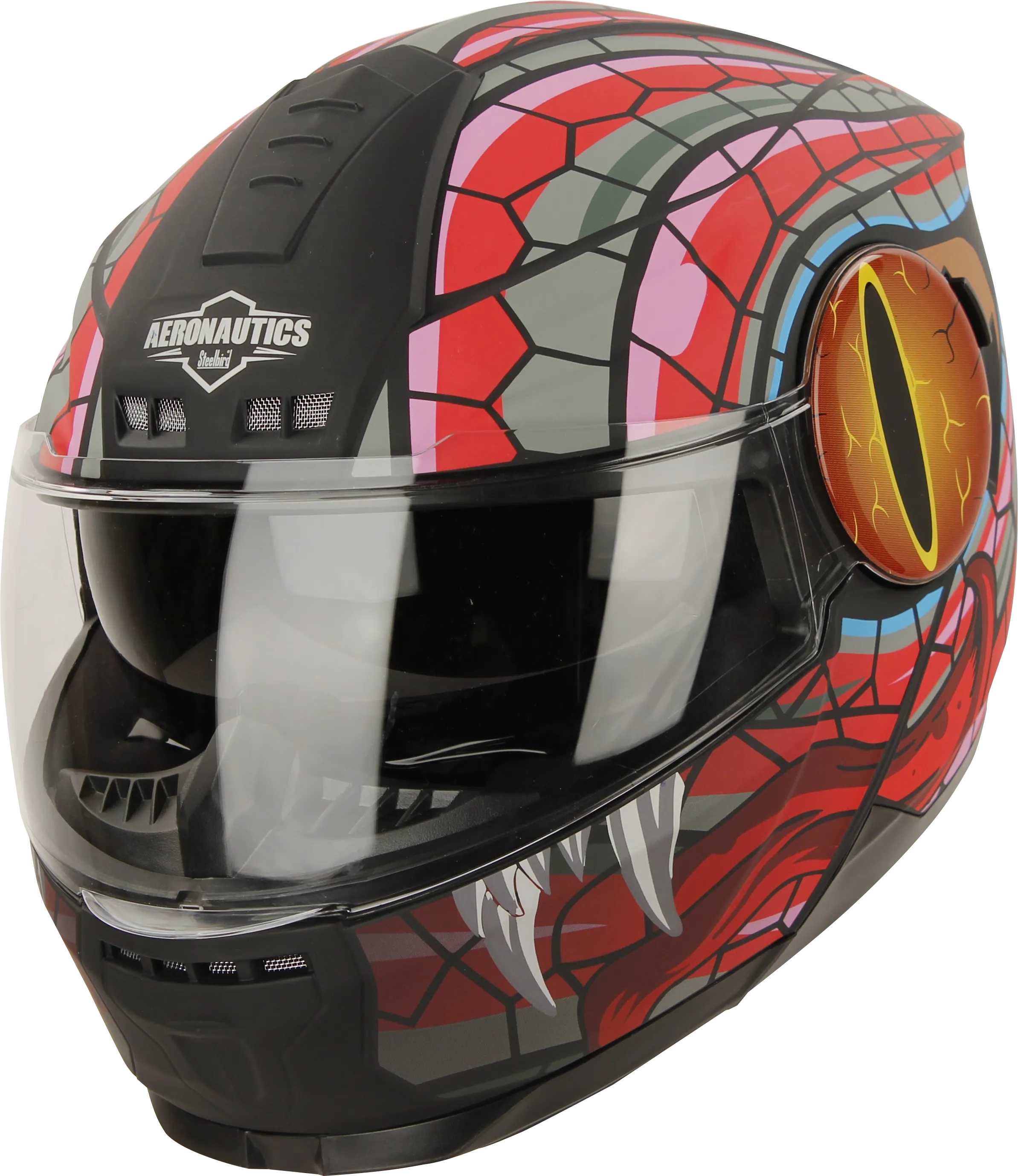 STEELBIRD SBH-40 ISS MAMBA GLOSSY BLACK/RED C/V 600 MM