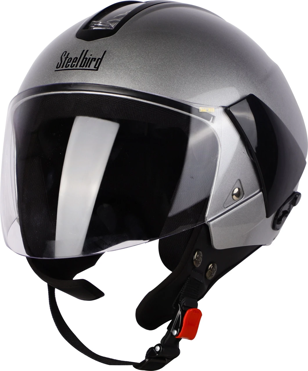 STEELBIRD SBH-5 TRIPLE NINE GLOSSY SILVER C/V 580 MM