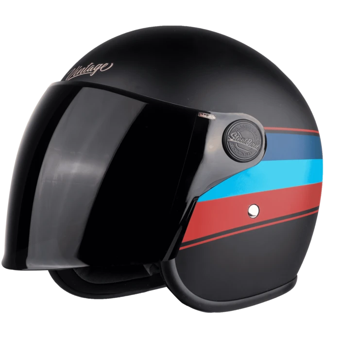 STEELBIRD SBH-56 VINTAGE S1 MATT BLACK/RED C/V 600 MM (LONG VISOR)