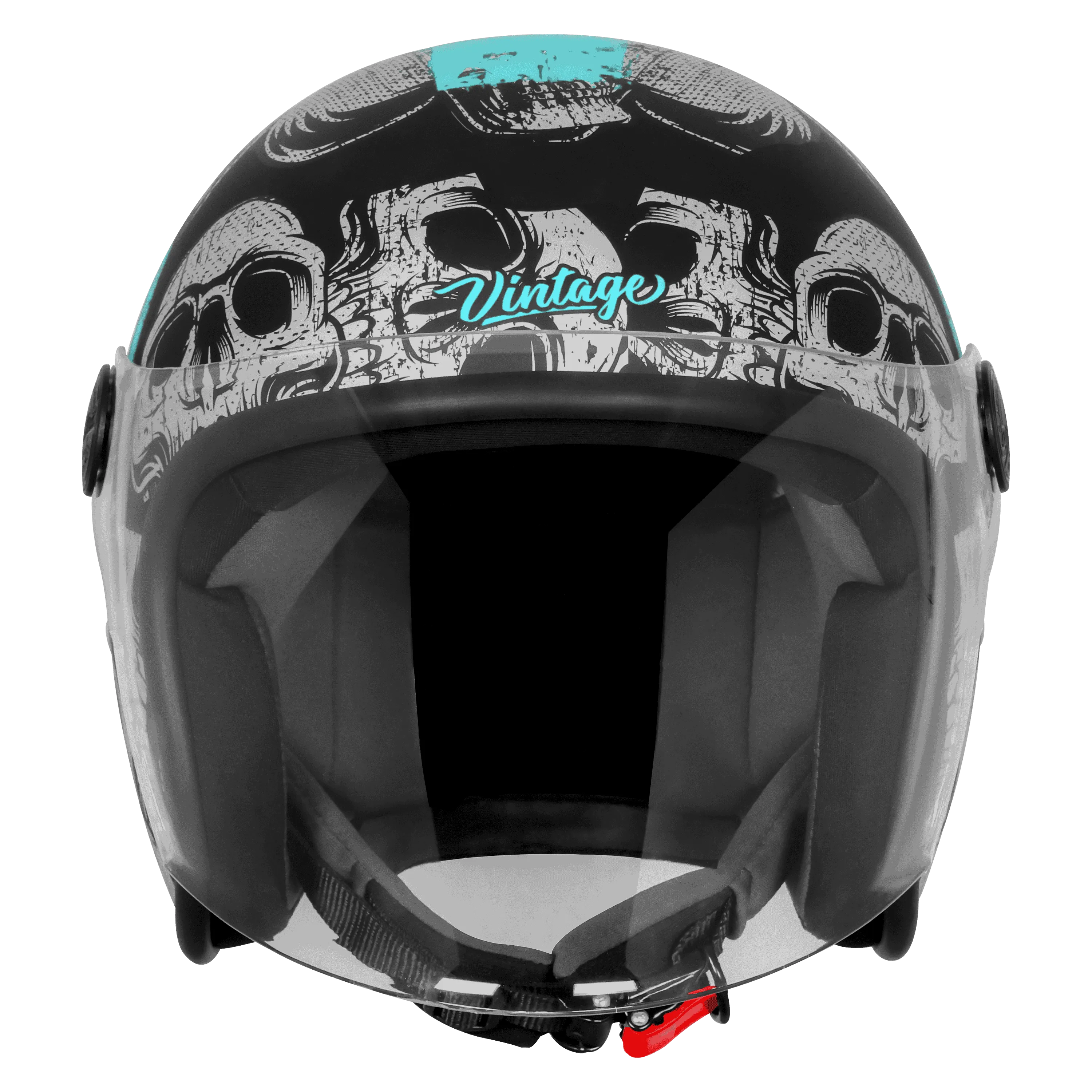 STEELBIRD SBH-56 VINTAGE SKULL MATT BLACK/TURQUISE C/V 580 MM (LONG VISOR) STEELBIRD SBH-56 VINTAGE SKULL MATT BLACK/TURQUISE C/V 580 MM (LONG VISOR)