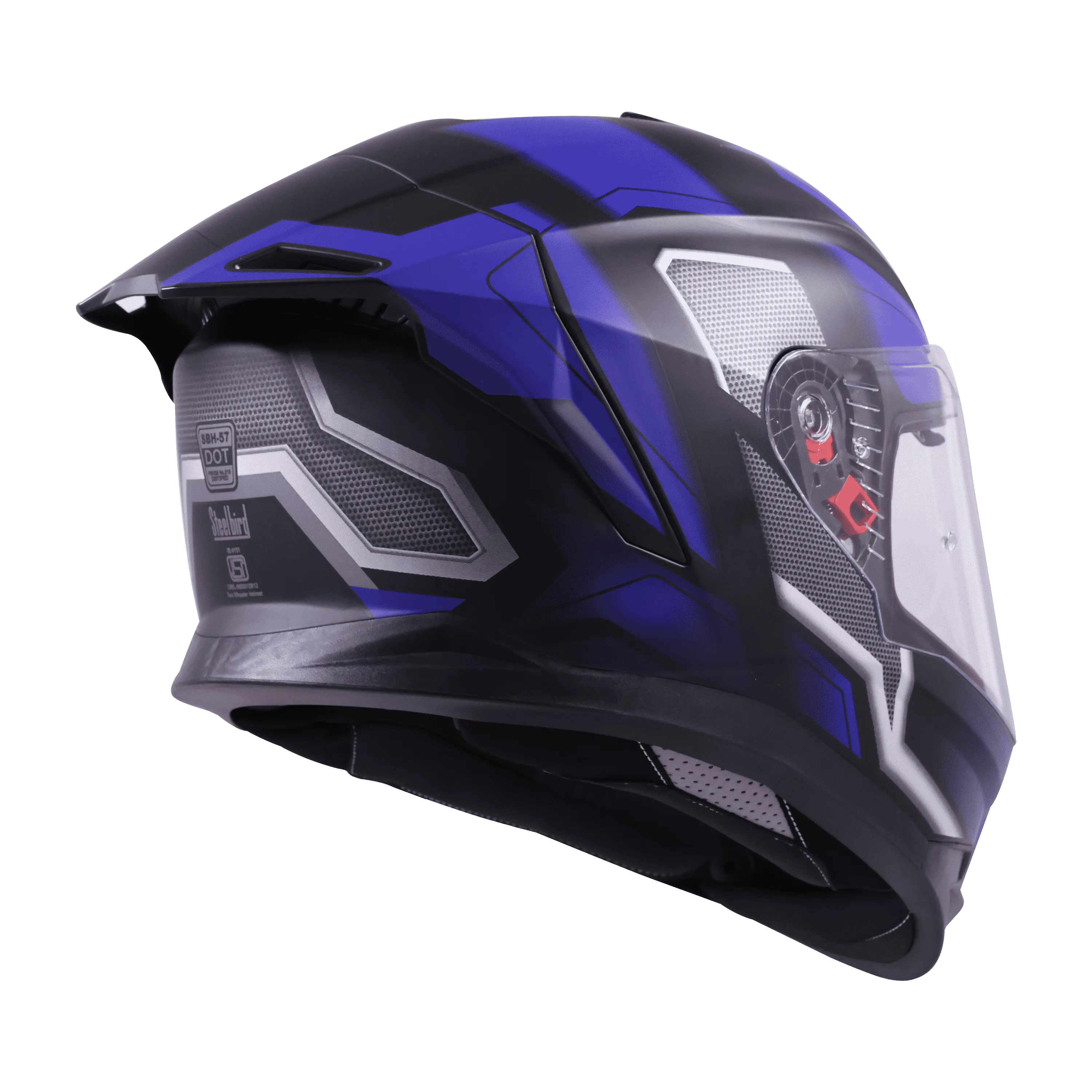STEELBIRD SBH-57 ISS FIGHTER F3 GLOSSY BLACK/BLUE C/V 580MM WITH EXTRA SMOKE VISOR STEELBIRD SBH-57 ISS FIGHTER F3 GLOSSY BLACK/BLUE C/V 580MM WITH EXTRA SMOKE VISOR