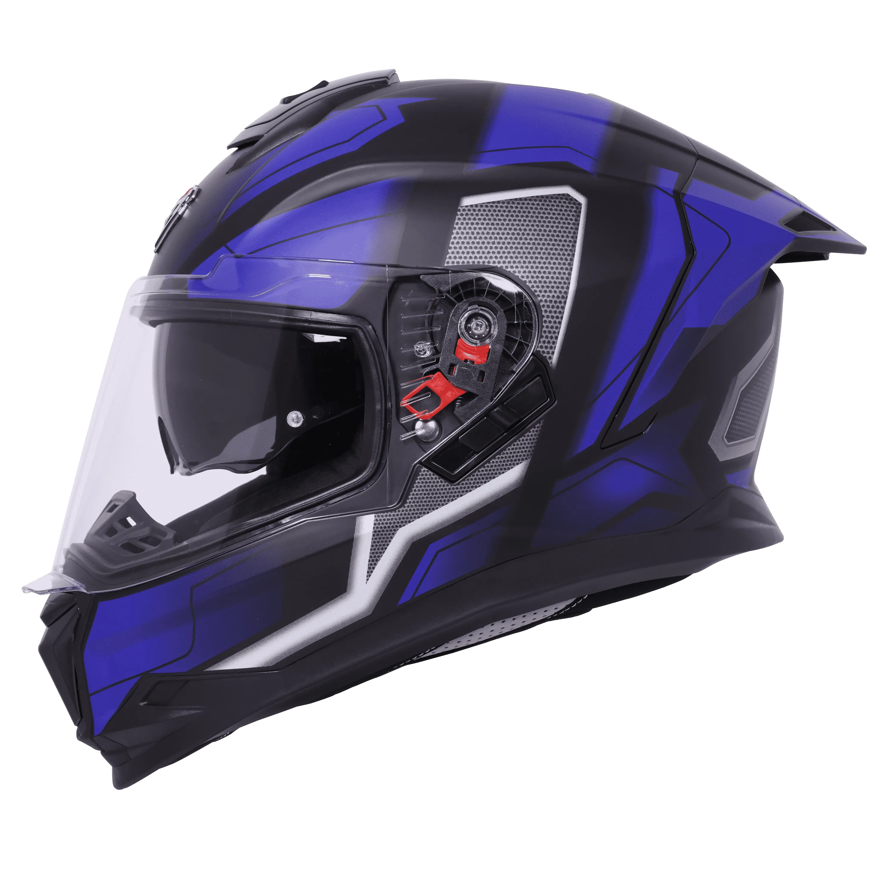 STEELBIRD SBH-57 ISS FIGHTER F3 GLOSSY BLACK/BLUE C/V 580MM WITH EXTRA SMOKE VISOR
