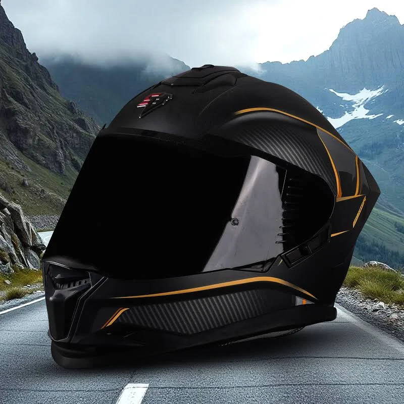 STEELBIRD SBH-57 ISS FIGHTER F1 MATT BLACK/ORANGE C/V 600MM WITH EXTRA SMOKE VISOR STEELBIRD SBH-57 ISS FIGHTER F1 MATT BLACK/ORANGE C/V 600MM WITH EXTRA SMOKE VISOR