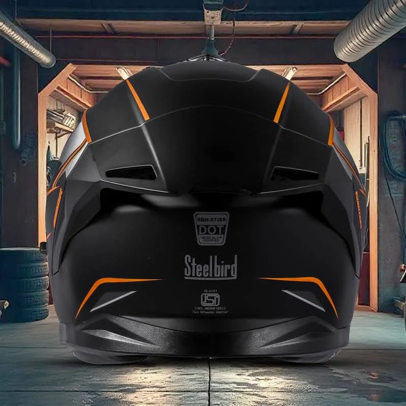 STEELBIRD SBH-57 ISS FIGHTER F1 MATT BLACK/ORANGE C/V 600MM WITH EXTRA SMOKE VISOR STEELBIRD SBH-57 ISS FIGHTER F1 MATT BLACK/ORANGE C/V 600MM WITH EXTRA SMOKE VISOR