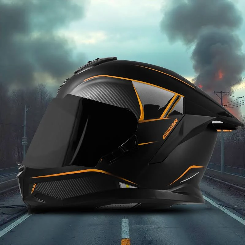 STEELBIRD SBH-57 ISS FIGHTER F1 MATT BLACK/ORANGE C/V 600MM WITH EXTRA SMOKE VISOR STEELBIRD SBH-57 ISS FIGHTER F1 MATT BLACK/ORANGE C/V 600MM WITH EXTRA SMOKE VISOR
