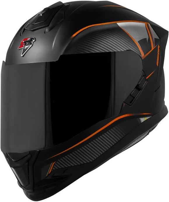 STEELBIRD SBH-57 ISS FIGHTER F1 MATT BLACK/ORANGE C/V 600MM WITH EXTRA SMOKE VISOR STEELBIRD SBH-57 ISS FIGHTER F1 MATT BLACK/ORANGE C/V 600MM WITH EXTRA SMOKE VISOR
