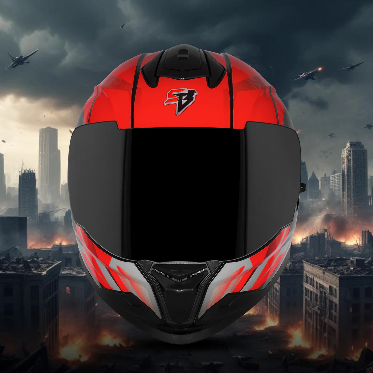STEELBIRD SBH-57 ISS FIGHTER F4 GLOSSY BLACK/RED C/V 600MM WITH EXTRA SMOKE VISOR STEELBIRD SBH-57 ISS FIGHTER F4 GLOSSY BLACK/RED C/V 600MM WITH EXTRA SMOKE VISOR