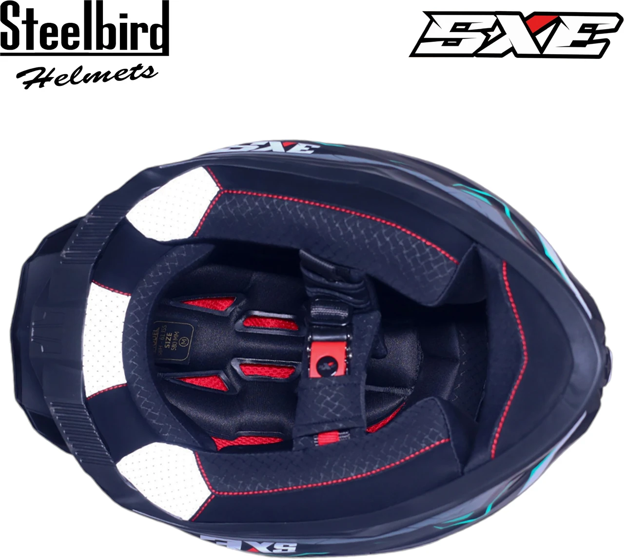 STEELBIRD SBH-61 ISS SXE RACE-X GLOSSY BLACK/CYAN GREEN WITH AFS EDITION C/V 600MM STEELBIRD SBH-61 ISS SXE RACE-X GLOSSY BLACK/CYAN GREEN WITH AFS EDITION C/V 600MM