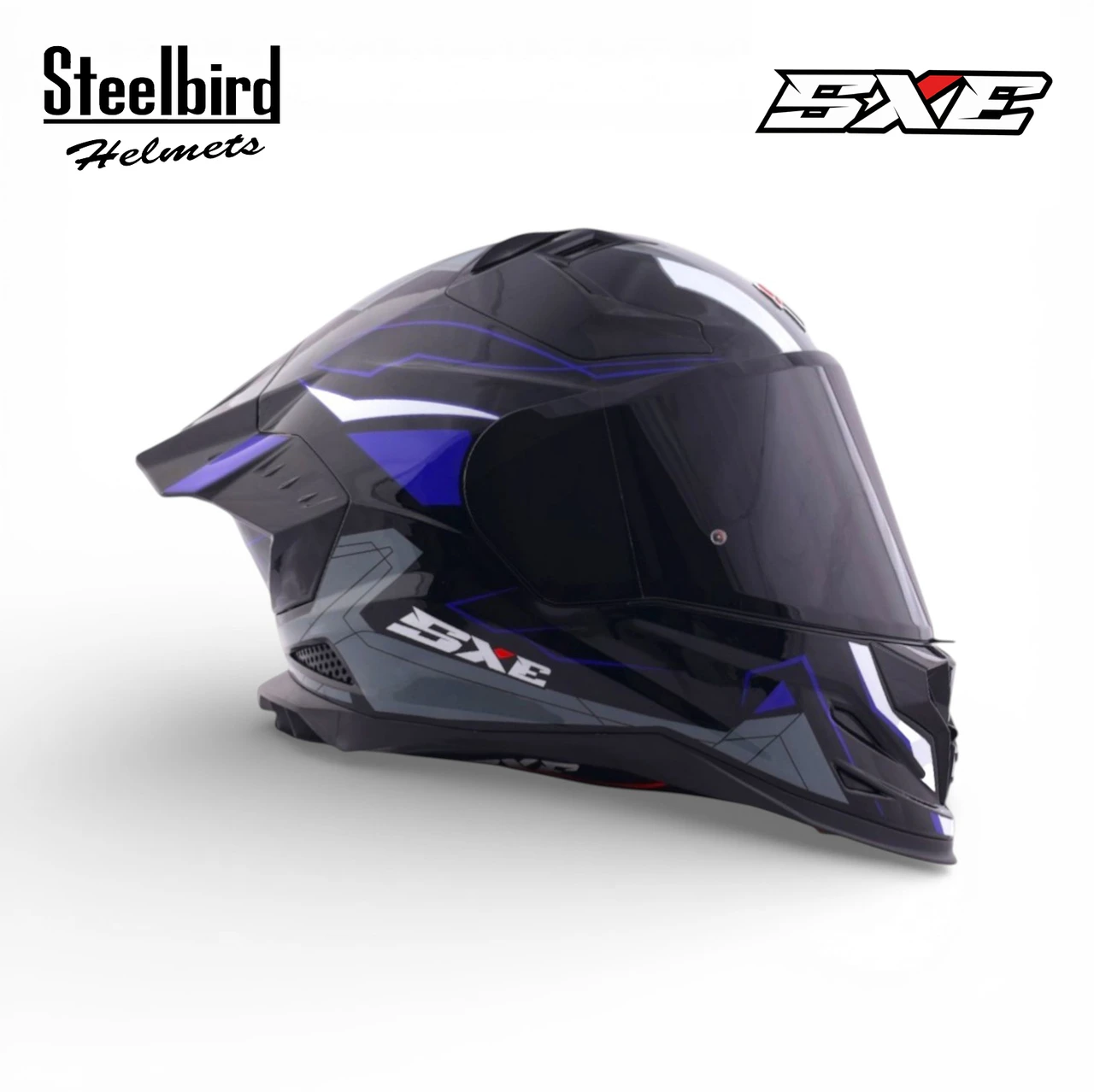 STEELBIRD SBH-61 ISS SXE RACE-X GLOSSY BLACK/BLUE WITH TPE EDITION C/V 600MM (WITH EXTRA SMOKE VISOR) STEELBIRD SBH-61 ISS SXE RACE-X GLOSSY BLACK/BLUE WITH TPE EDITION C/V 600MM (WITH EXTRA SMOKE VISOR)
