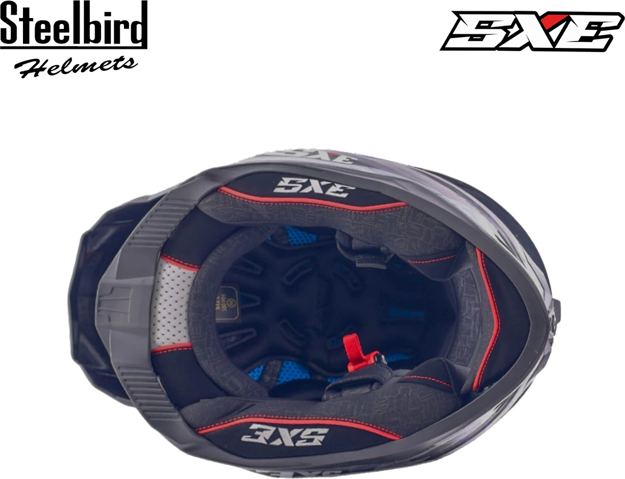STEELBIRD SBH-61 ISS SXE RACE-X GLOSSY BLACK/BLUE WITH TPE EDITION C/V 600MM (WITH EXTRA SMOKE VISOR) STEELBIRD SBH-61 ISS SXE RACE-X GLOSSY BLACK/BLUE WITH TPE EDITION C/V 600MM (WITH EXTRA SMOKE VISOR)