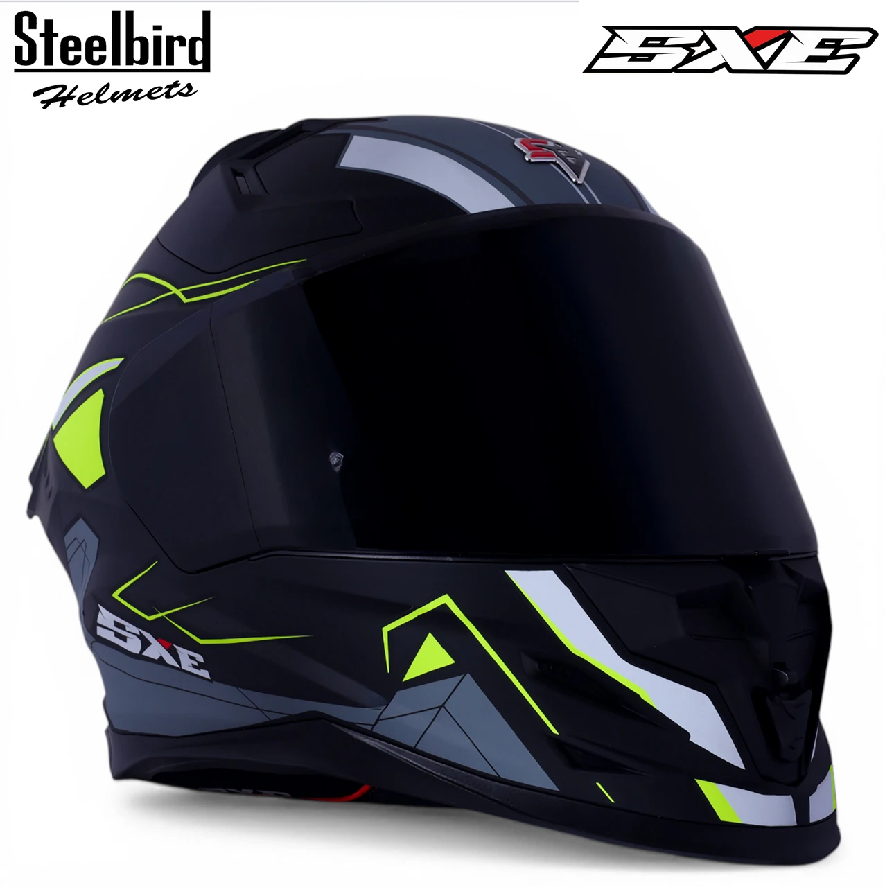 STEELBIRD SBH-61 ISS SXE RACE-X MATT BLACK/NEON WITH TPE EDITION C/V 600MM (WITH EXTRA SMOKE VISOR)
