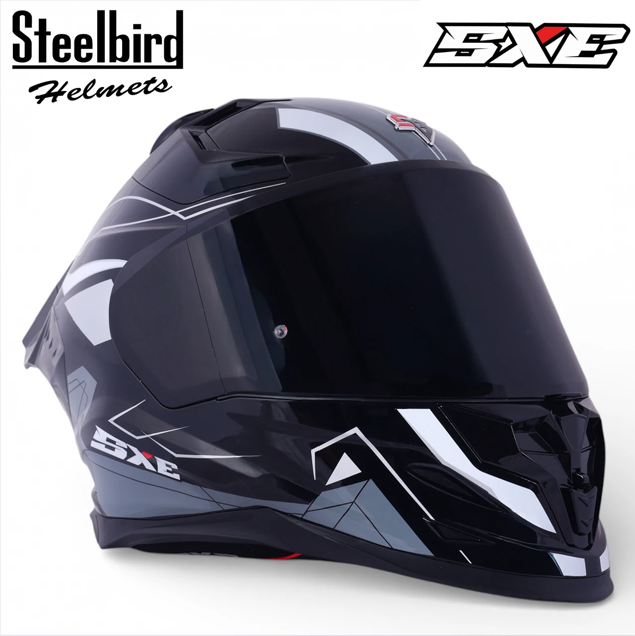 STEELBIRD SBH-61 ISS SXE RACE-X MATT BLACK/SILVER WITH TPE EDITION C/V 620MM (WITH EXTRA SMOKE VISOR) STEELBIRD SBH-61 ISS SXE RACE-X MATT BLACK/SILVER WITH TPE EDITION C/V 620MM (WITH EXTRA SMOKE VISOR)
