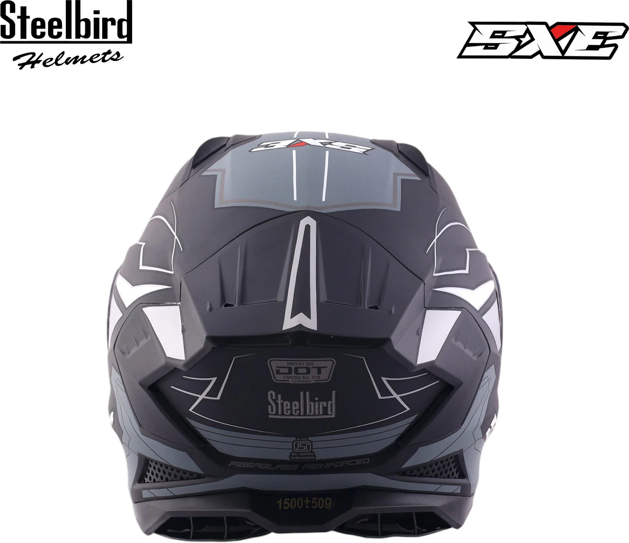 STEELBIRD SBH-61 ISS SXE RACE-X MATT BLACK/SILVER WITH TPE EDITION C/V 620MM (WITH EXTRA SMOKE VISOR) STEELBIRD SBH-61 ISS SXE RACE-X MATT BLACK/SILVER WITH TPE EDITION C/V 620MM (WITH EXTRA SMOKE VISOR)