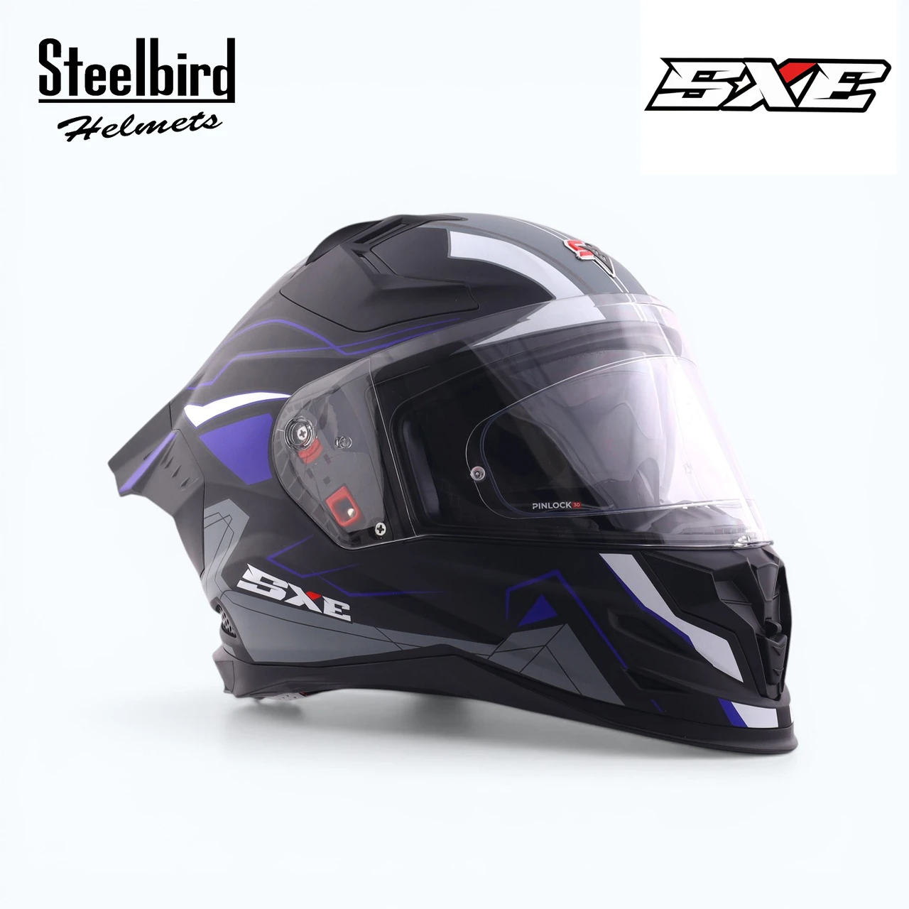 STEELBIRD SBH-61 ISS SXE RACE-X MATT BLACK/BLUE C/V 580MM WITH ANTIFOG(EXLUSIVE) STEELBIRD SBH-61 ISS SXE RACE-X MATT BLACK/BLUE C/V 580MM WITH ANTIFOG(EXLUSIVE)