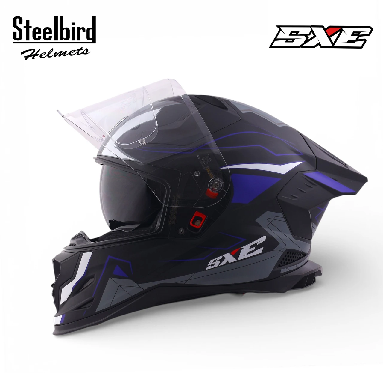 STEELBIRD SBH-61 ISS SXE RACE-X MATT BLACK/BLUE C/V 580MM WITH ANTIFOG(EXLUSIVE) STEELBIRD SBH-61 ISS SXE RACE-X MATT BLACK/BLUE C/V 580MM WITH ANTIFOG(EXLUSIVE)