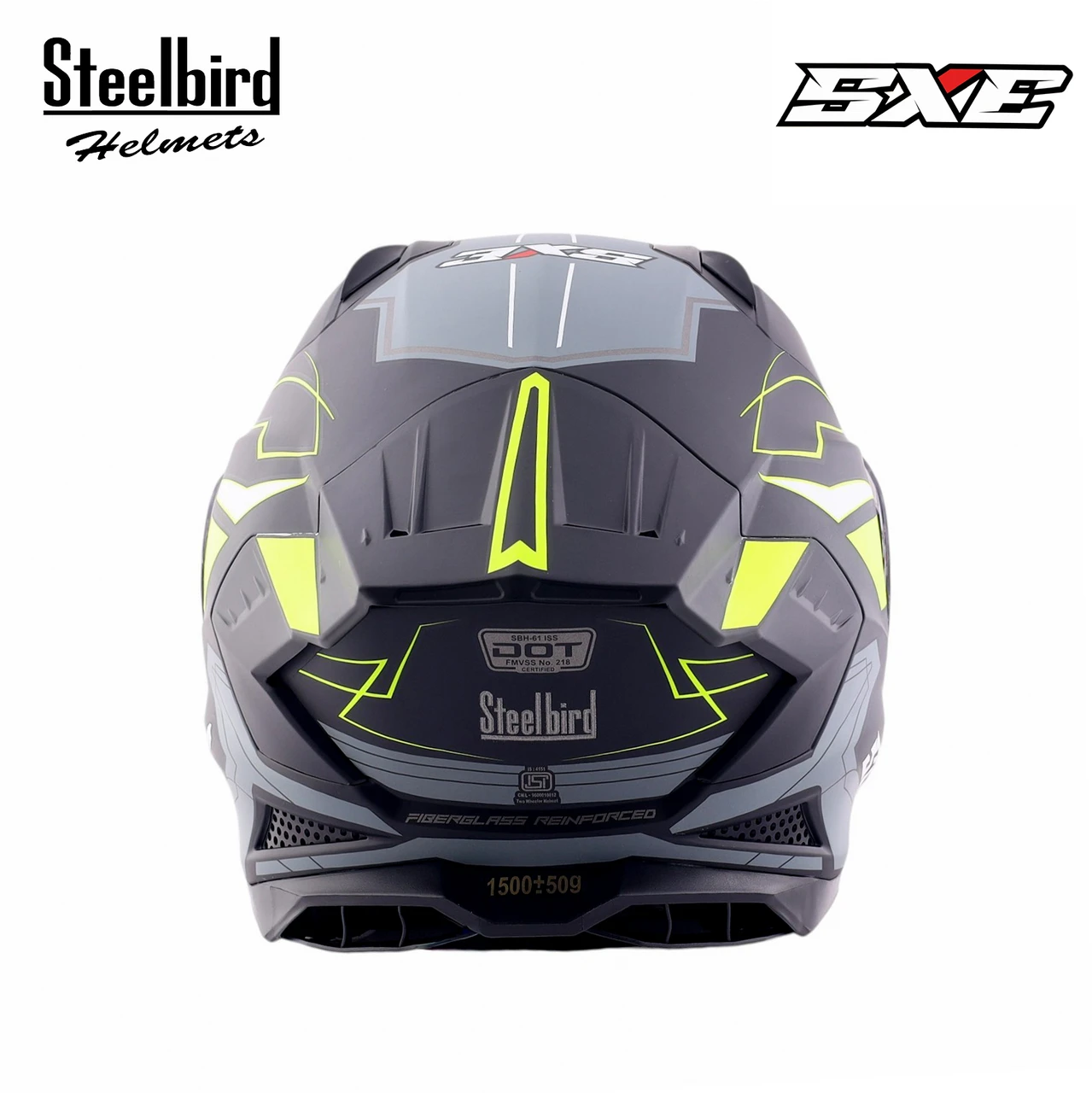 STEELBIRD SBH-61 ISS SXE RACE-X MATT BLACK/NEON C/V 580MM WITH AFS STEELBIRD SBH-61 ISS SXE RACE-X MATT BLACK/NEON C/V 580MM WITH AFS