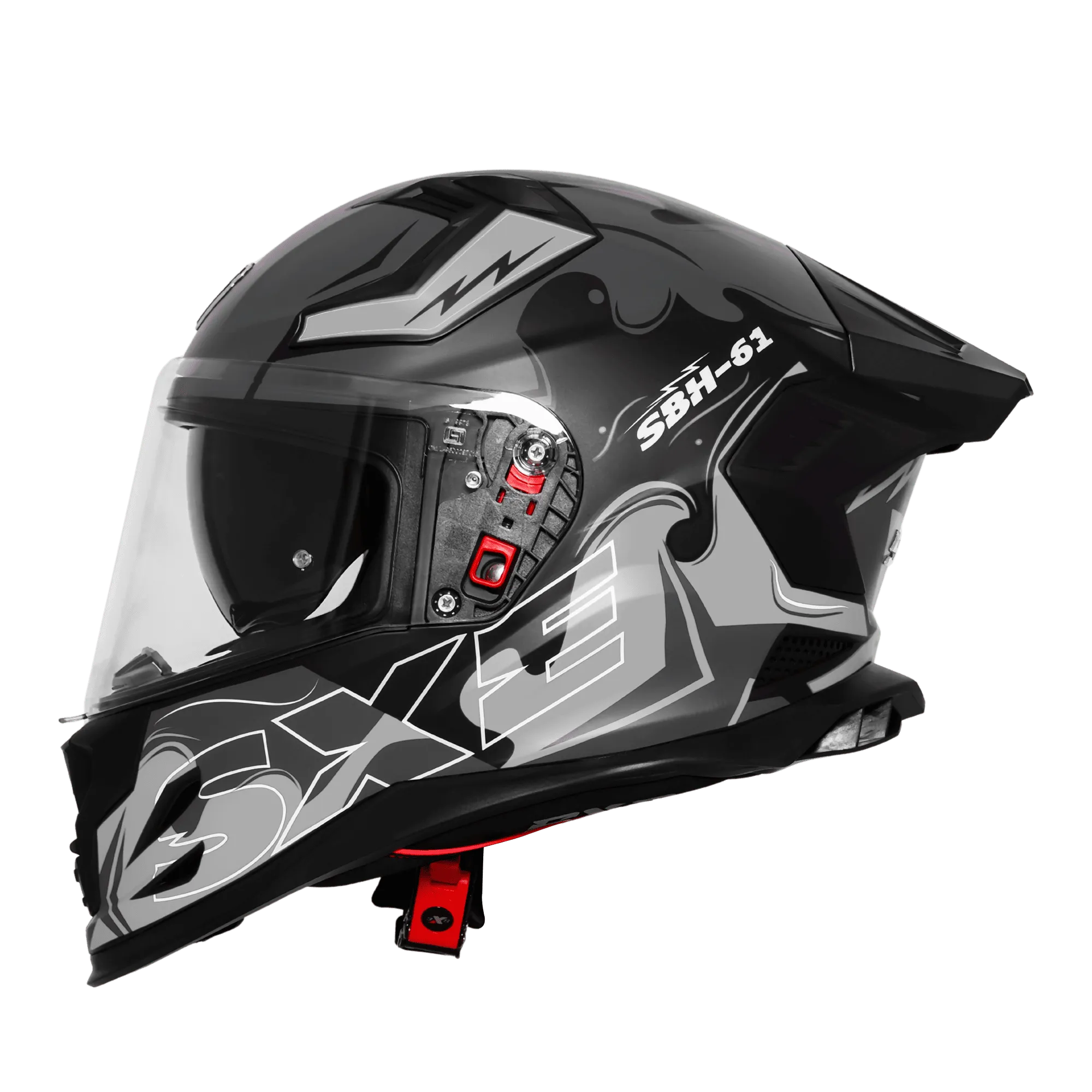 STEELBIRD SBH-61 ISS SXE ST3 GLOSSY BLACK/GREY WITH TPE EDITION C/V 580MM WITH C/V+S/V STEELBIRD SBH-61 ISS SXE ST3 GLOSSY BLACK/GREY WITH TPE EDITION C/V 580MM WITH C/V+S/V