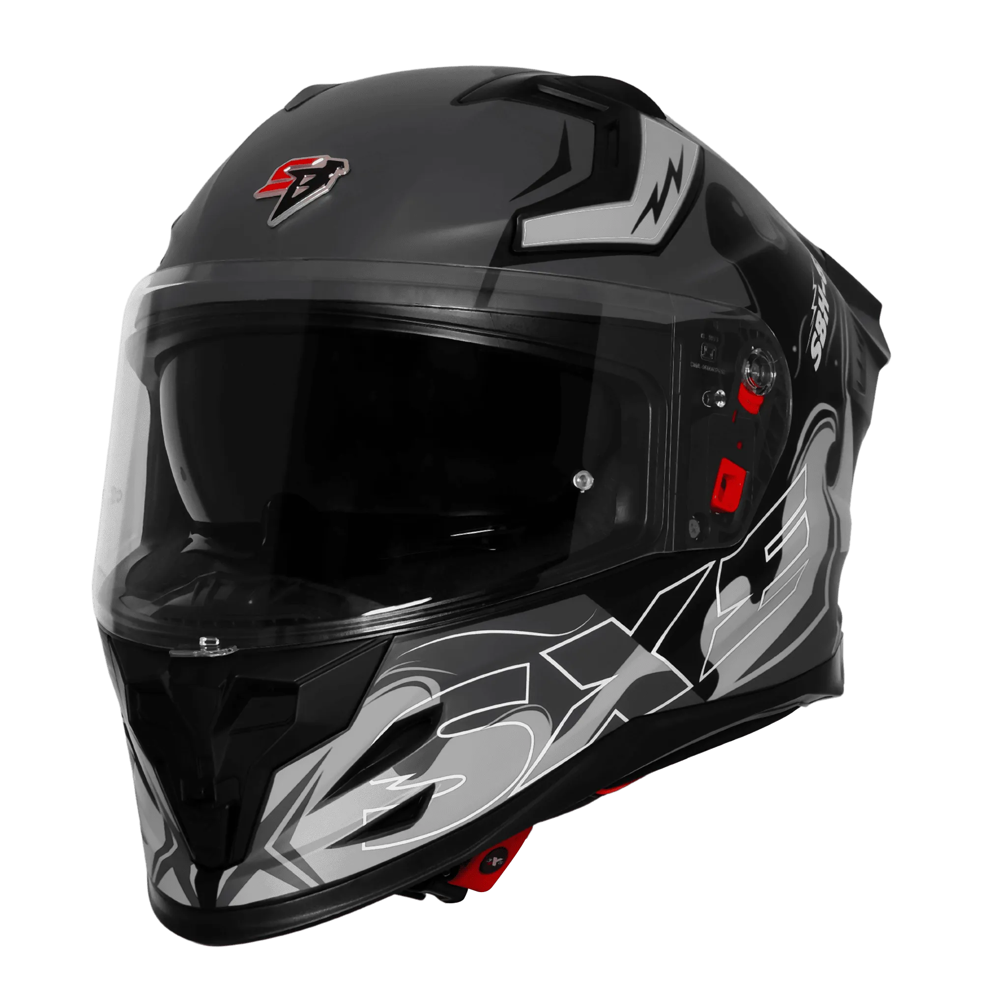 STEELBIRD SBH-61 ISS SXE ST3 GLOSSY BLACK/GREY WITH TPE EDITION C/V 580MM WITH C/V+S/V STEELBIRD SBH-61 ISS SXE ST3 GLOSSY BLACK/GREY WITH TPE EDITION C/V 580MM WITH C/V+S/V