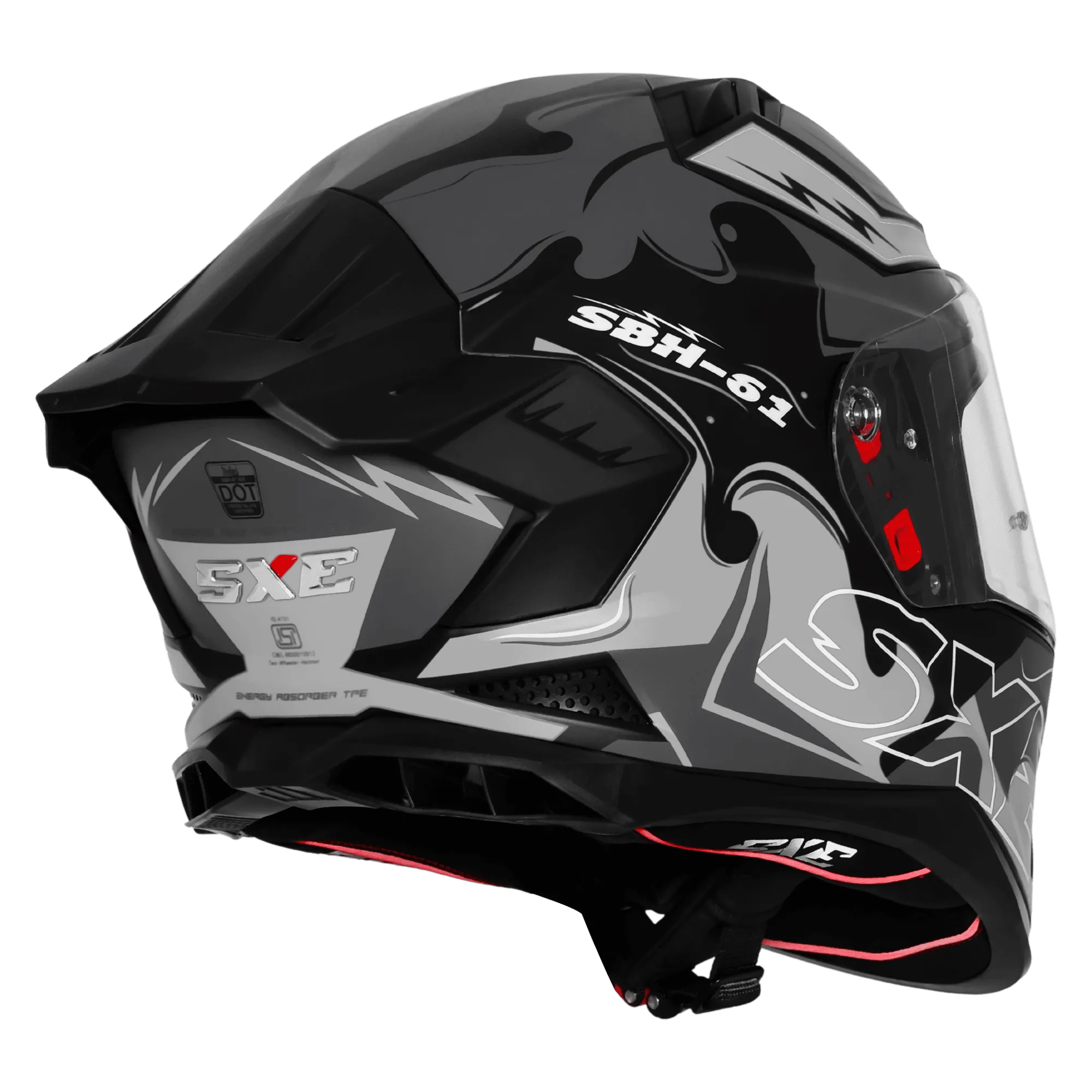 STEELBIRD SBH-61 ISS SXE ST3 GLOSSY BLACK/GREY WITH TPE EDITION C/V 580MM WITH C/V+S/V STEELBIRD SBH-61 ISS SXE ST3 GLOSSY BLACK/GREY WITH TPE EDITION C/V 580MM WITH C/V+S/V