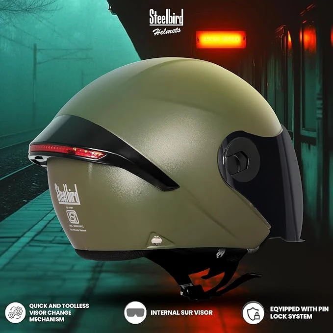 STEELBIRD SBH-64 ZIP RF DASHING BATTLE GREEN C/V 600 MM STEELBIRD SBH-64 ZIP RF DASHING BATTLE GREEN C/V 600 MM