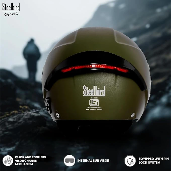 STEELBIRD SBH-64 ZIP RF DASHING BATTLE GREEN C/V 600 MM STEELBIRD SBH-64 ZIP RF DASHING BATTLE GREEN C/V 600 MM