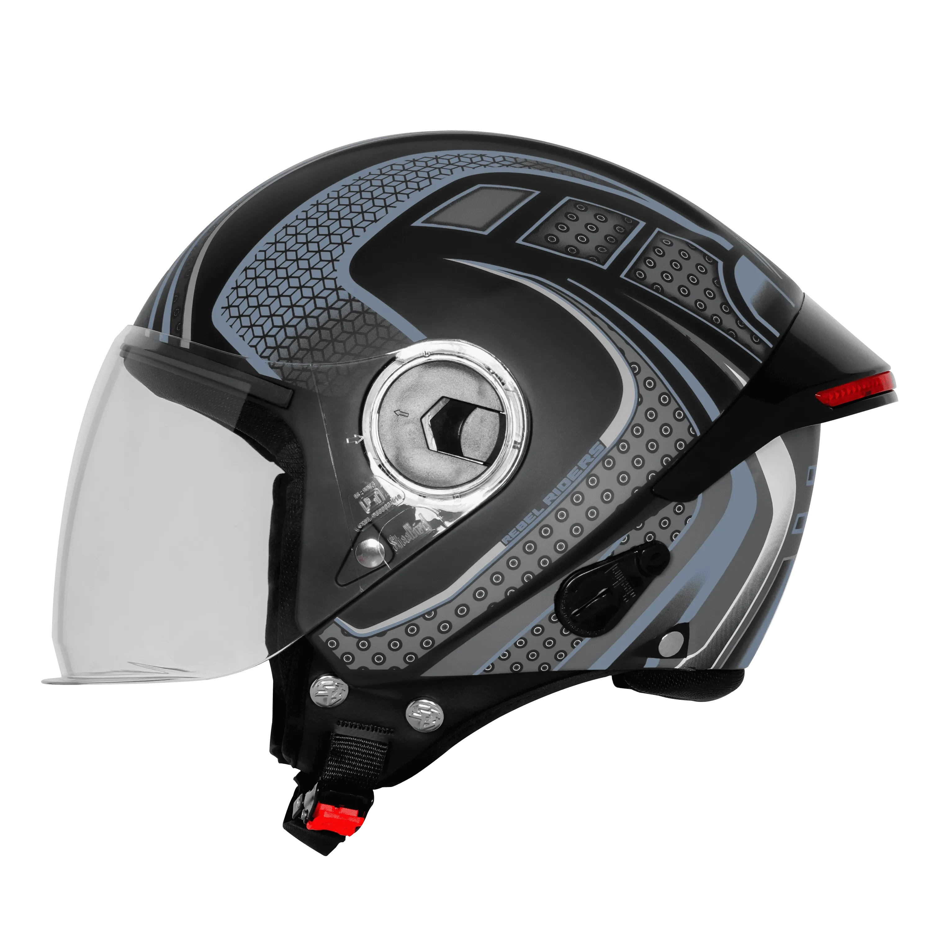 STEELBIRD SBH-64 ZIP RF REBEL RIDERS MATT BLACK/GREY C/V 600 MM