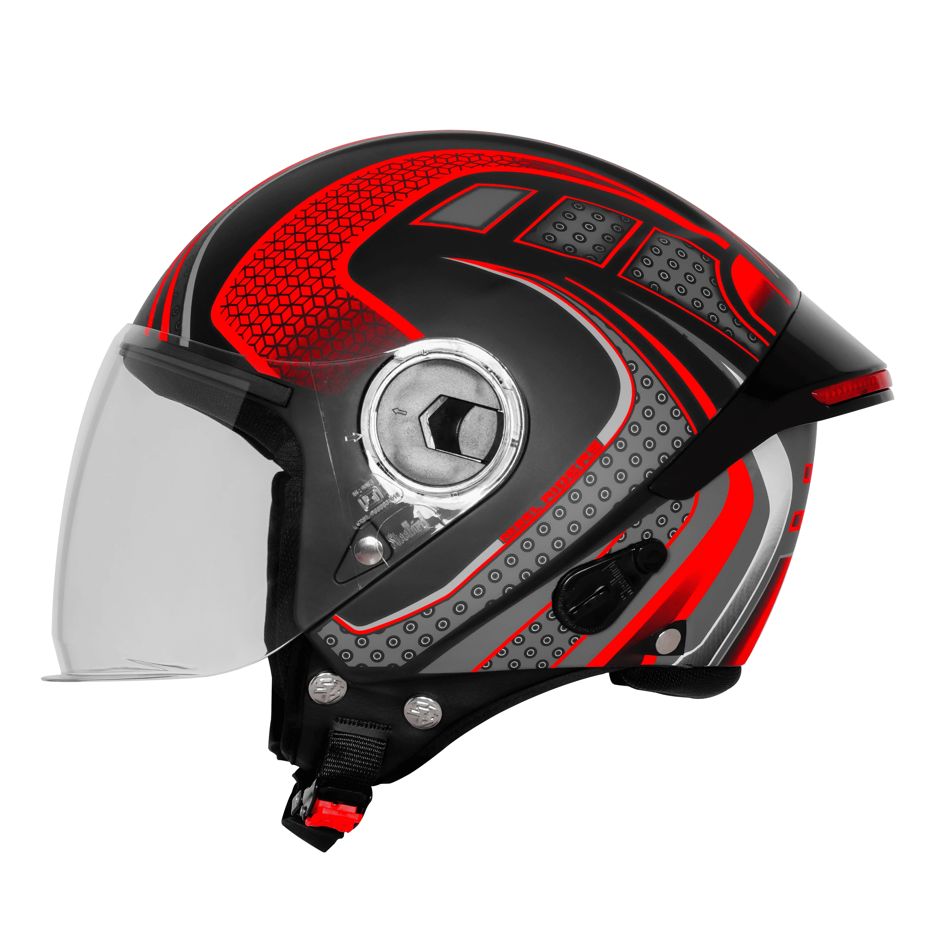 STEELBIRD SBH-64 ZIP RF REBEL RIDERS MATT BLACK/RED C/V 600 MM