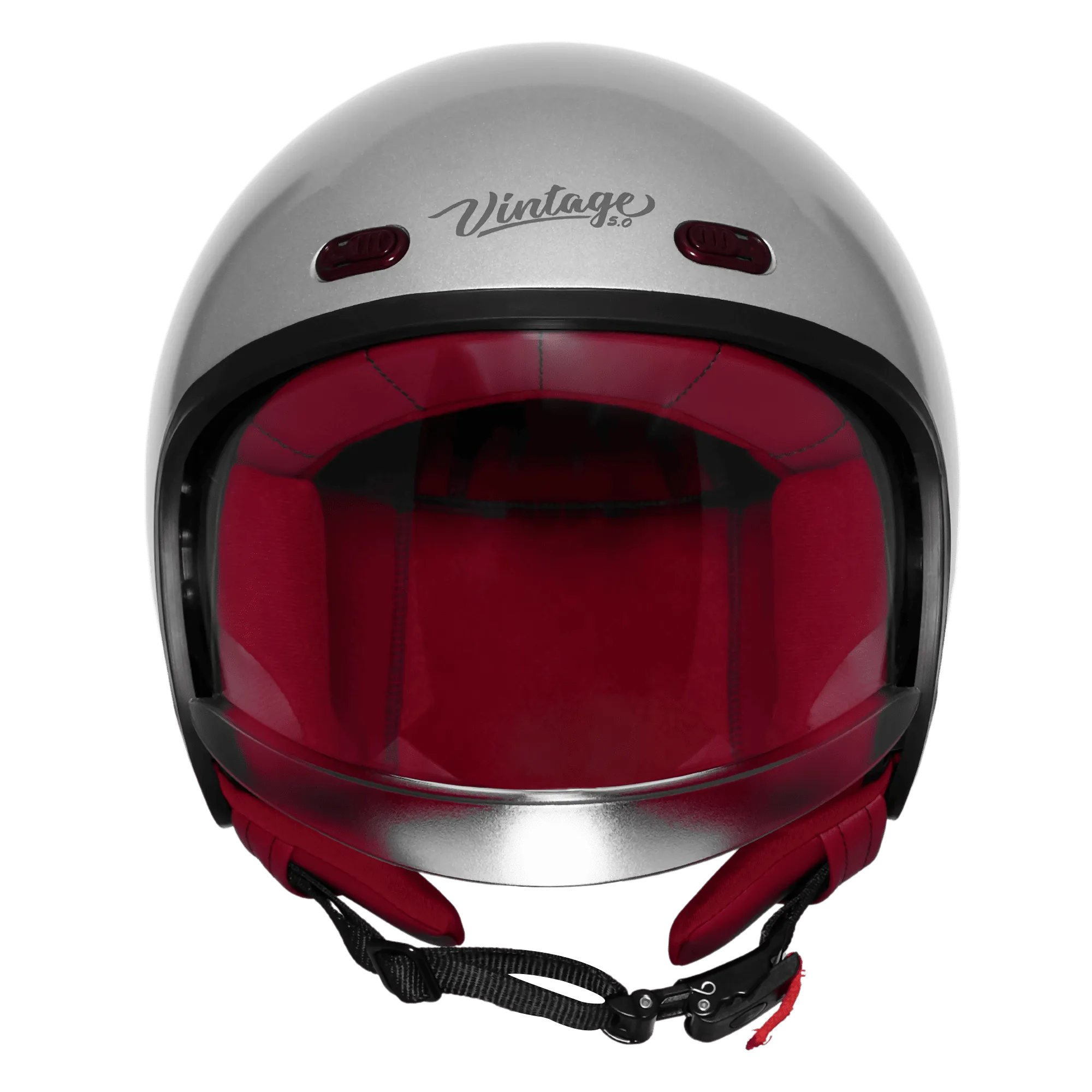 STEELBIRD SBH-67 VINTAGE DOT 5.0 GLOSSY SILVER C/V 600MM WITH EXTRA SMOKE VISOR