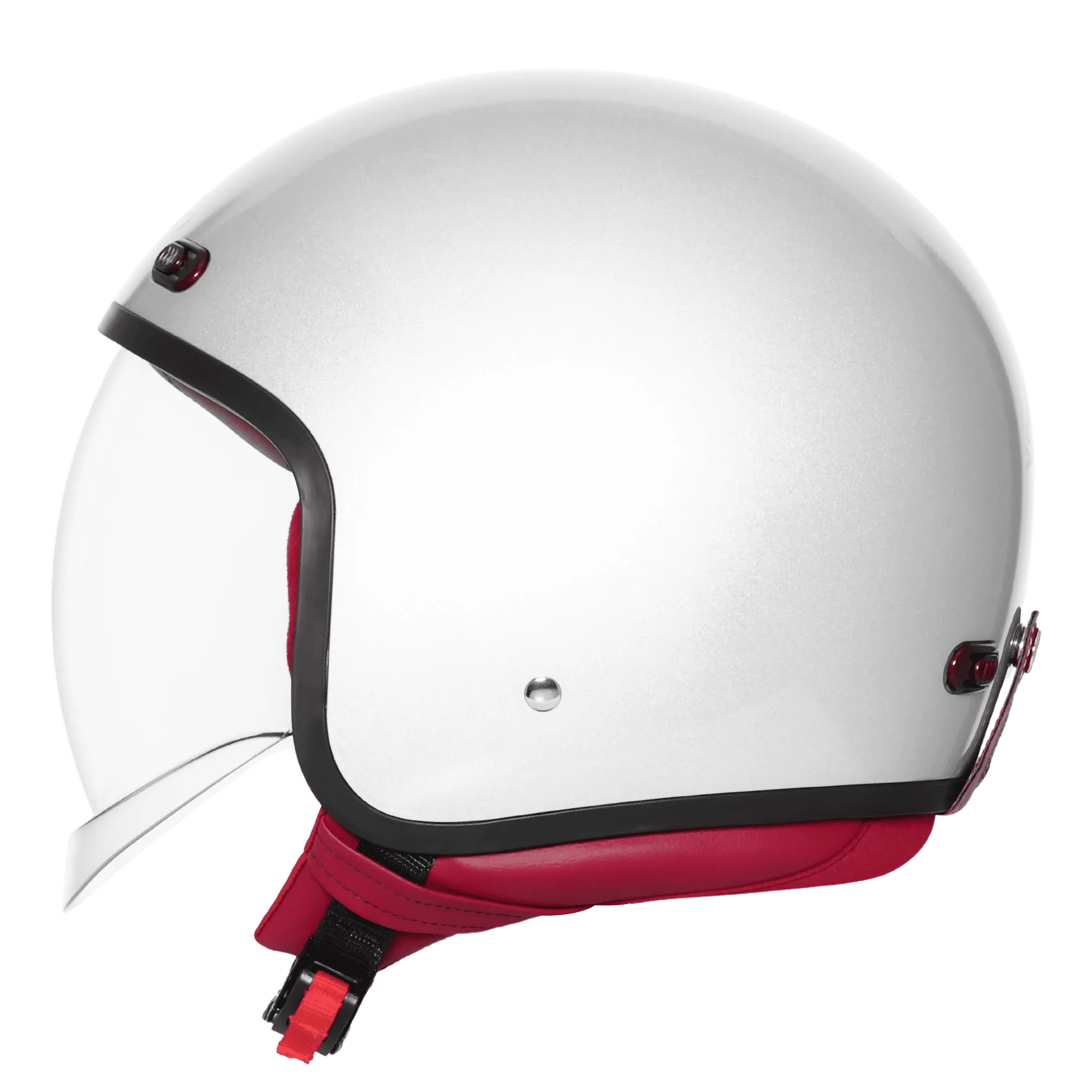 STEELBIRD SBH-67 VINTAGE DOT 5.0 GLOSSY SILVER C/V 600MM WITH EXTRA SMOKE VISOR