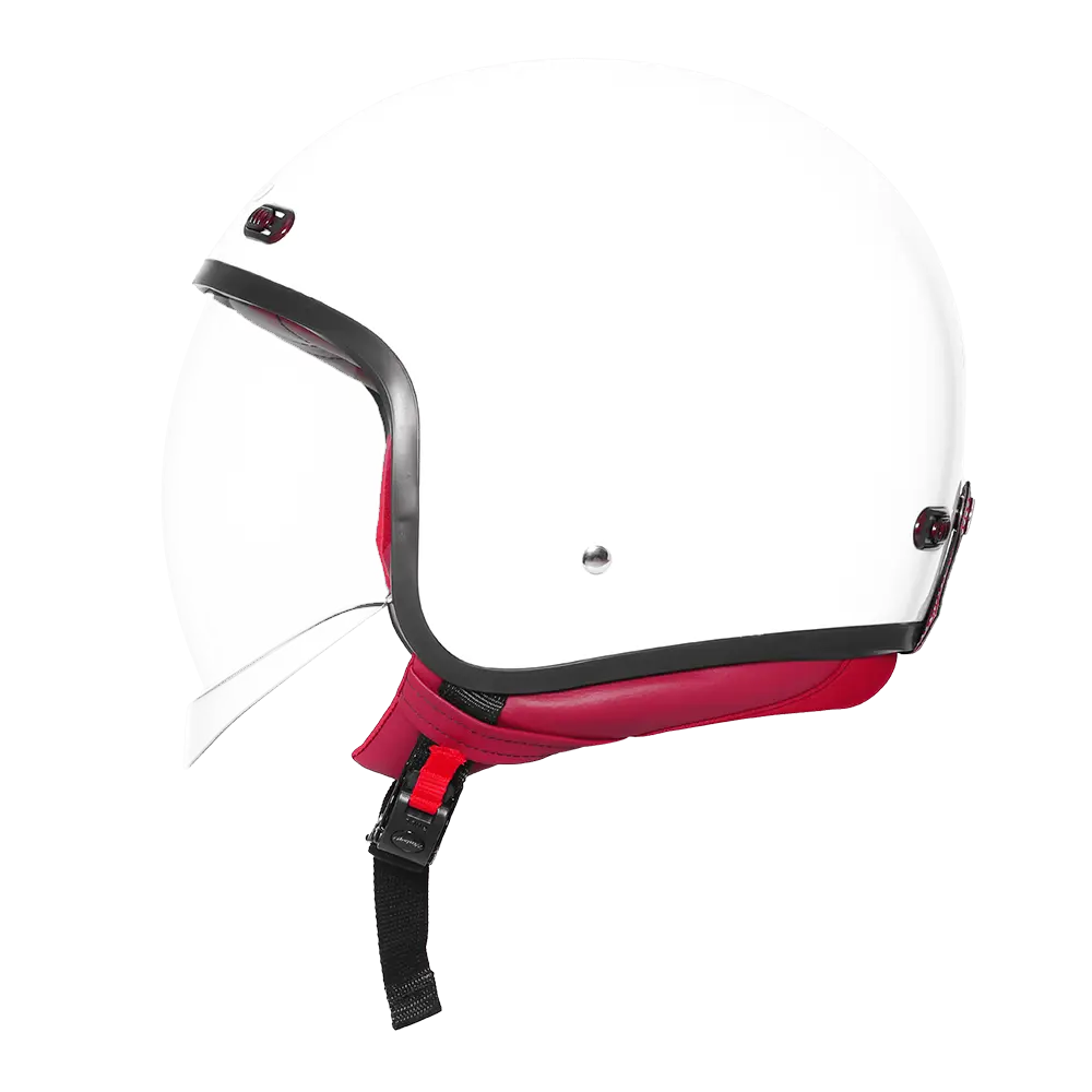 STEELBIRD SBH-67 VINTAGE DOT 5.0 GLOSSY WHITE C/V 600 MM WITH EXTRA SMOKE VISOR