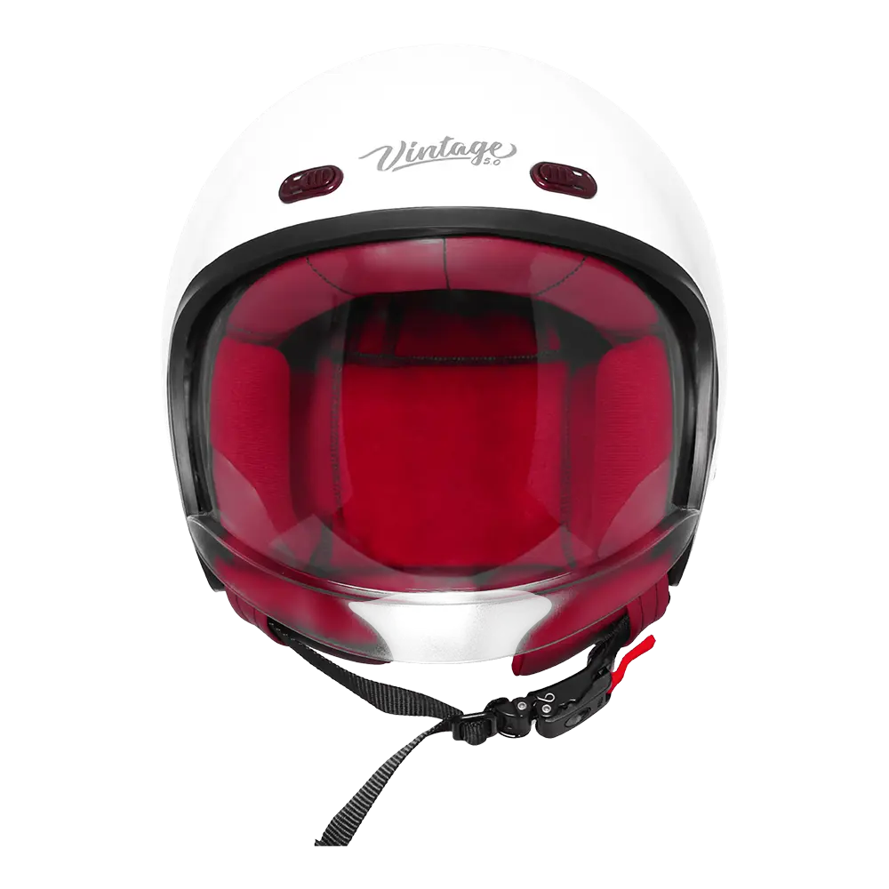 STEELBIRD SBH-67 VINTAGE DOT 5.0 GLOSSY WHITE C/V 600 MM WITH EXTRA SMOKE VISOR
