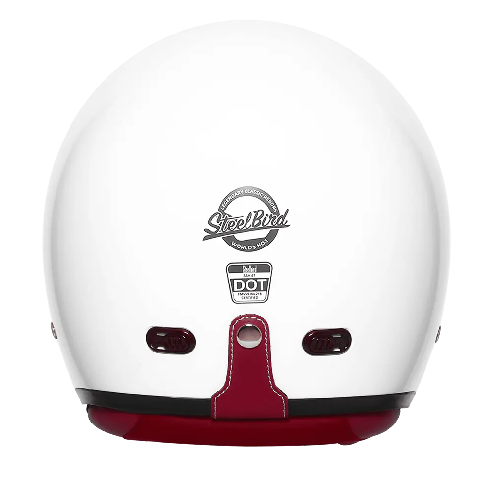 STEELBIRD SBH-67 VINTAGE DOT 5.0 GLOSSY WHITE C/V 600 MM WITH EXTRA SMOKE VISOR