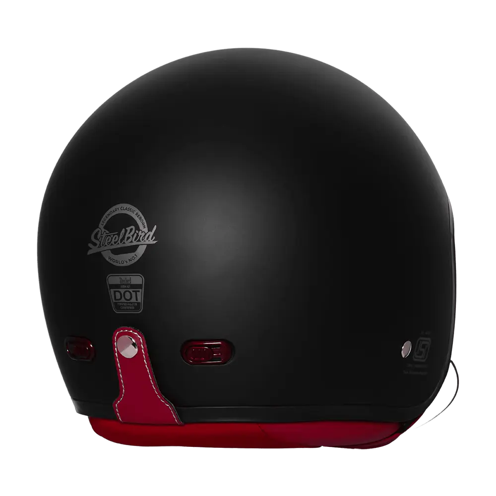 STEELBIRD SBH-67 VINTAGE DOT 5.0 GLOSSY BLACK C/V 600 MM WITH EXTRA SMOKE VISOR
