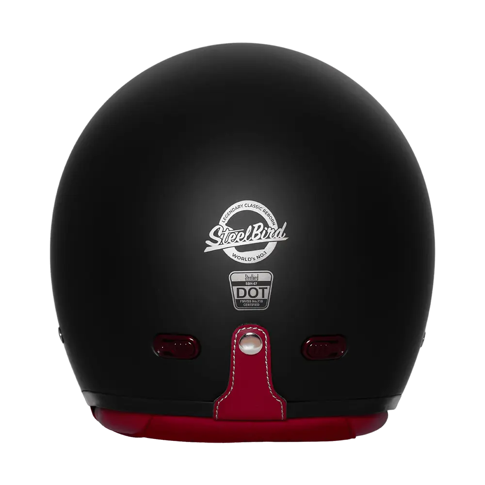 STEELBIRD SBH-67 VINTAGE DOT 5.0 GLOSSY BLACK C/V 600 MM WITH EXTRA SMOKE VISOR