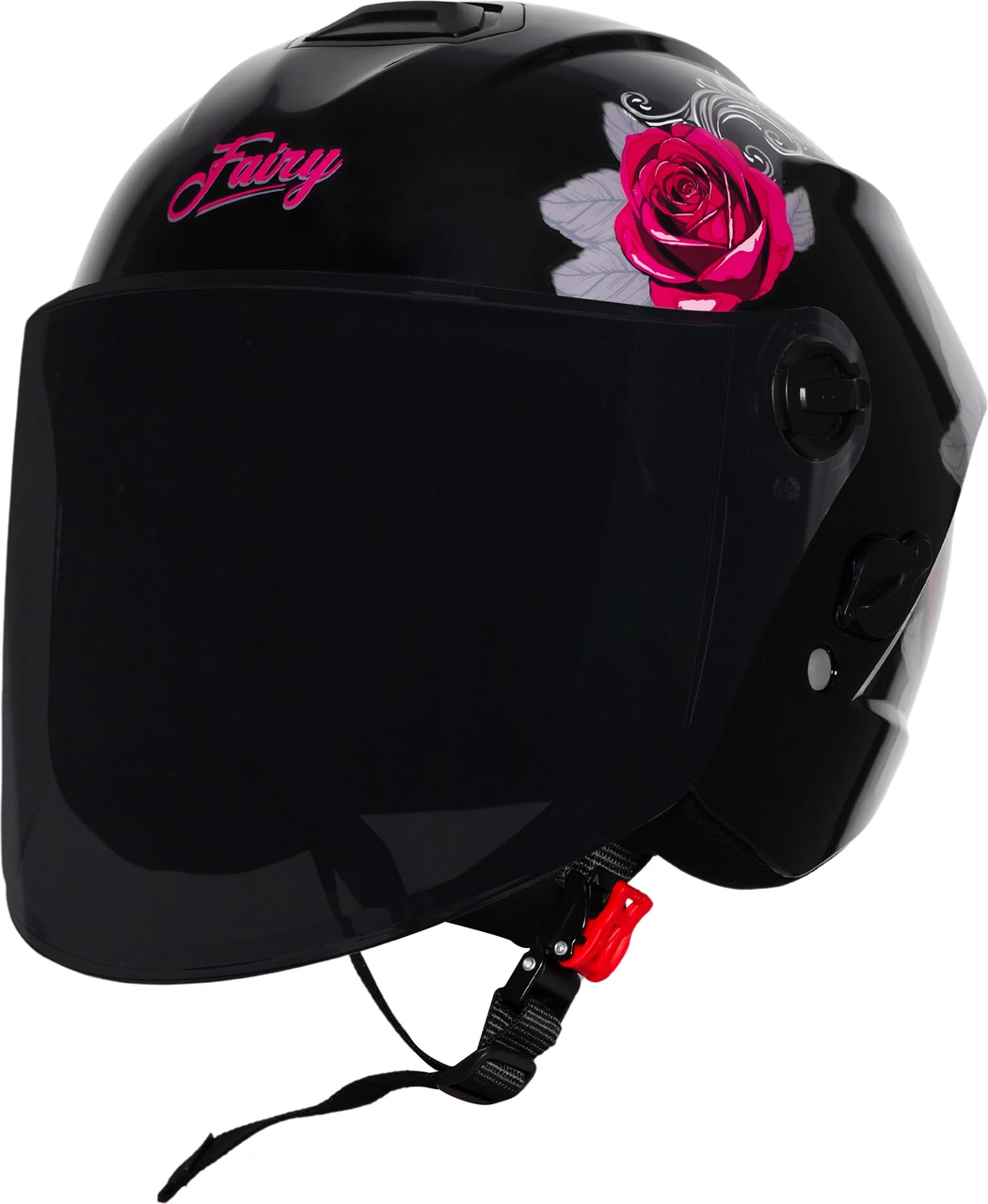 STEELBIRD SBH-80 FAIRY FR1 GLOSSY BLACK/PINK ROSE C/V (M) STEELBIRD SBH-80 FAIRY FR1 GLOSSY BLACK/PINK ROSE C/V (M)