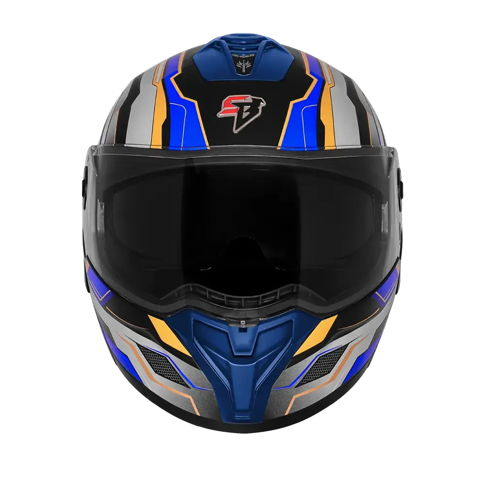 STEELBIRD SBH-98 ISS GLADIUS GL-1 GLOSSY BLACK/BLUE C/V 600MM WITH EXTRA SMOKE VISOR