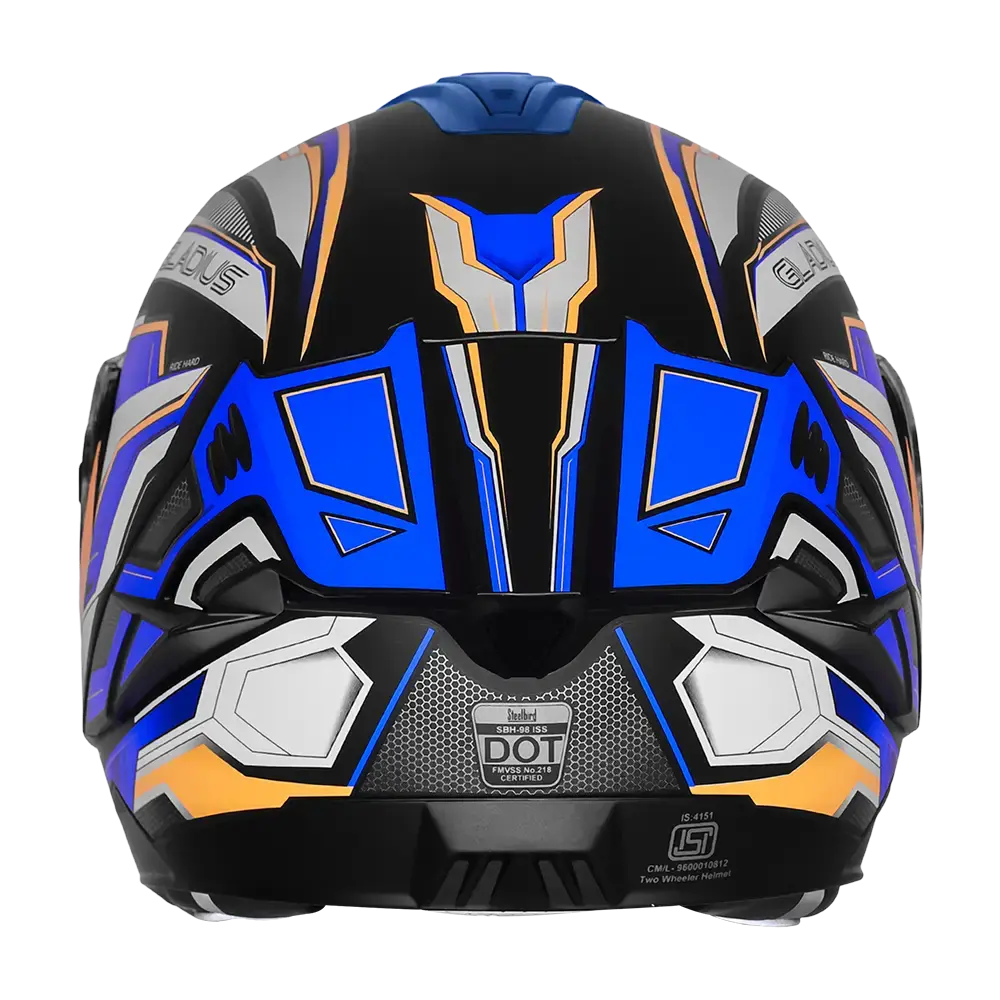 STEELBIRD SBH-98 ISS GLADIUS GL-1 GLOSSY BLACK/BLUE C/V 620MM WITH EXTRA SMOKE VISOR STEELBIRD SBH-98 ISS GLADIUS GL-1 GLOSSY BLACK/BLUE C/V 620MM WITH EXTRA SMOKE VISOR