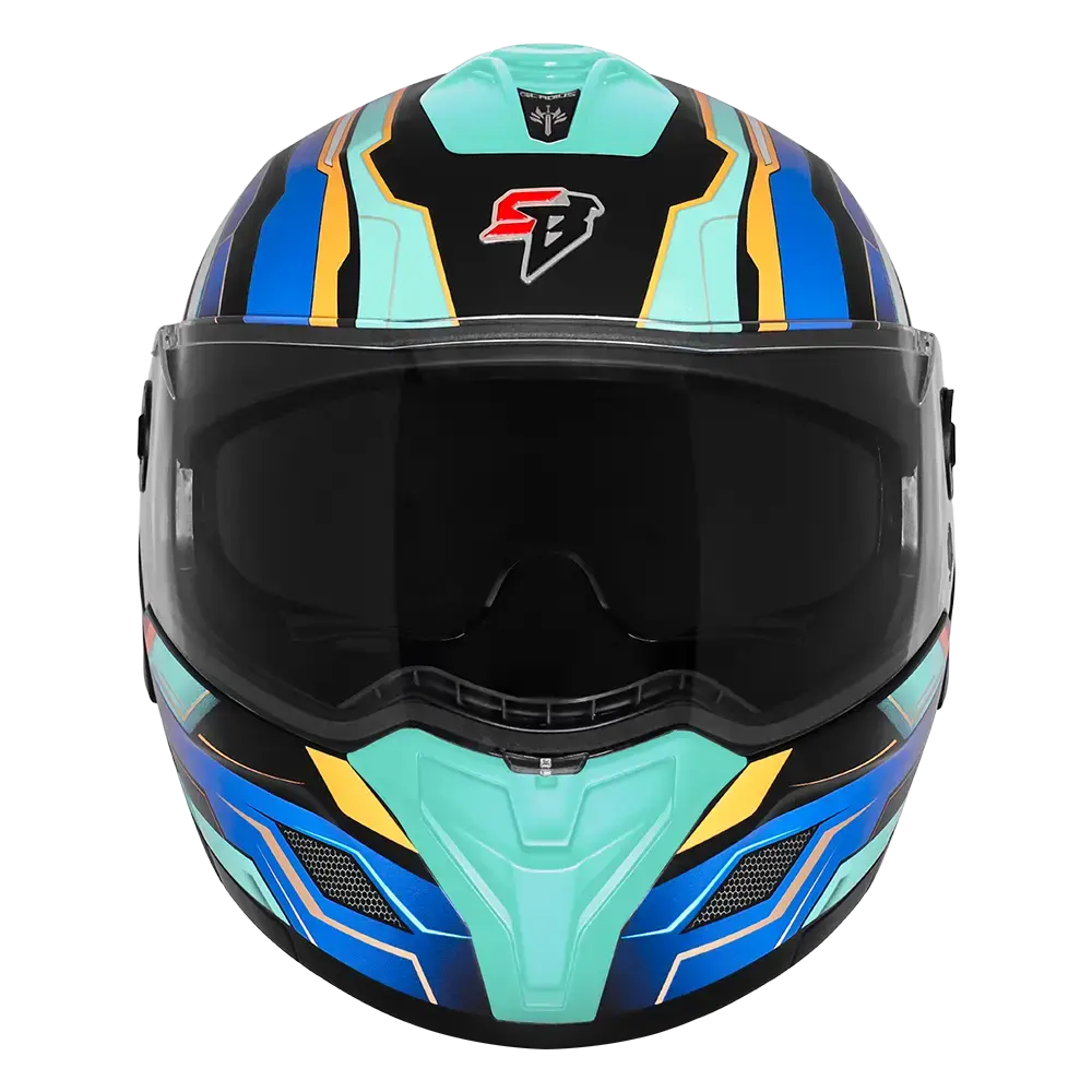 STEELBIRD SBH-98 ISS GLADIUS GL-1 GLOSSY BLACK/MIST GREEN C/V 580MM WITH EXTRA SMOKE VISOR STEELBIRD SBH-98 ISS GLADIUS GL-1 GLOSSY BLACK/MIST GREEN C/V 580MM WITH EXTRA SMOKE VISOR