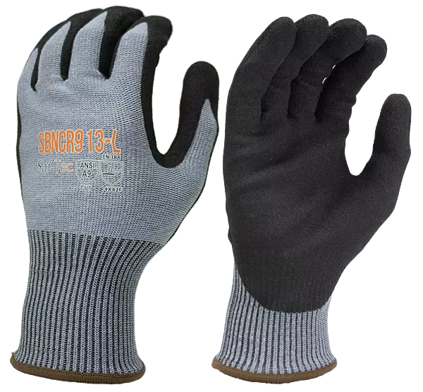 HPPE Black Sandy Nitrile Palm Coating,13 G A9