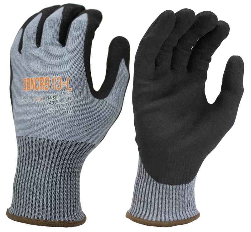 HPPE Black Sandy Nitrile Palm Coating,13 G A9