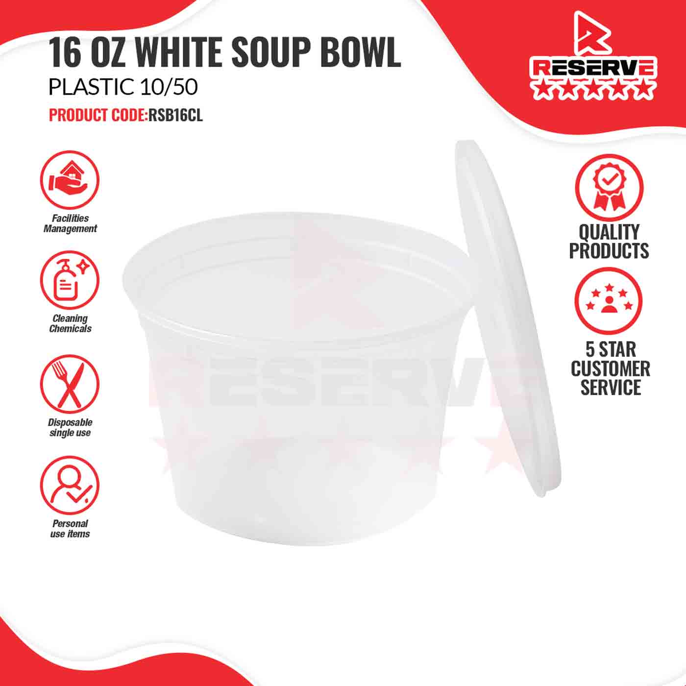 Soup Bowl P/Clr 16oz Reserve 10/50