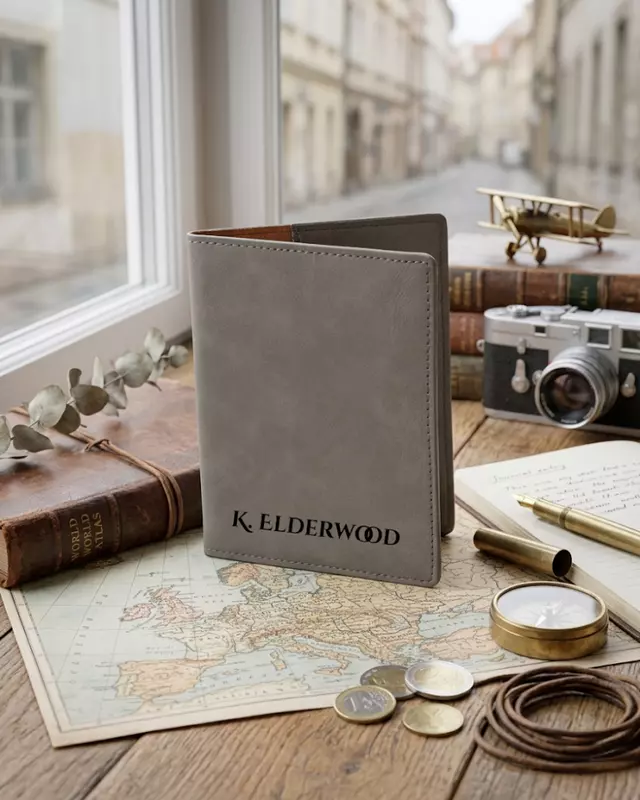 Saddle Collection personalized passport holder featuring custom faux leather travel accessory.