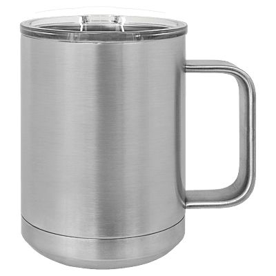 Full Color Polar Camel 15 oz. Coffee Mug with Slider Lid-Stainless Steel