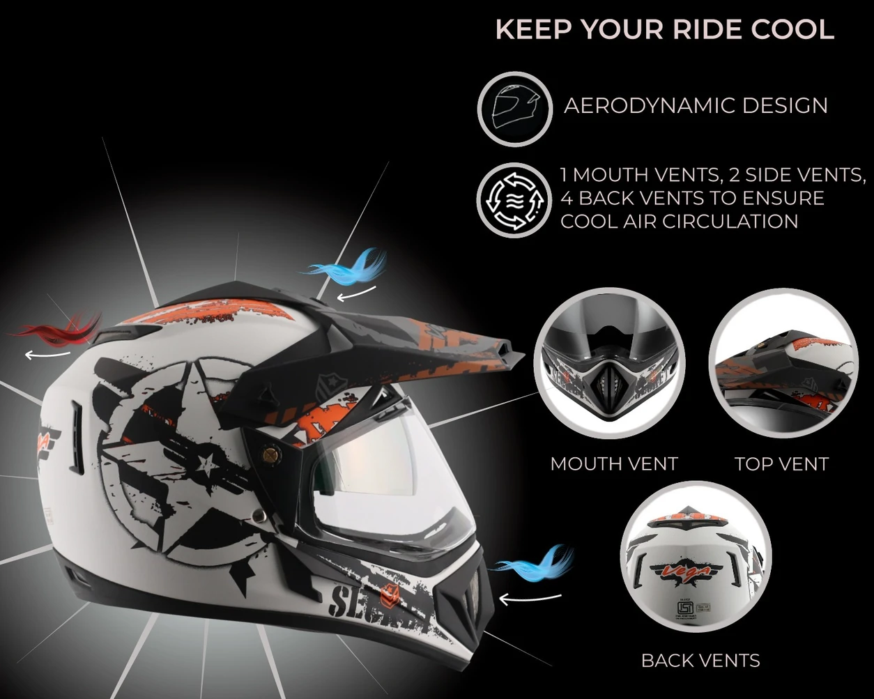 VEGA OFFROAD D/V SECRET DULL WHITE BLACK (L) VEGA OFFROAD D/V SECRET DULL WHITE BLACK (L)