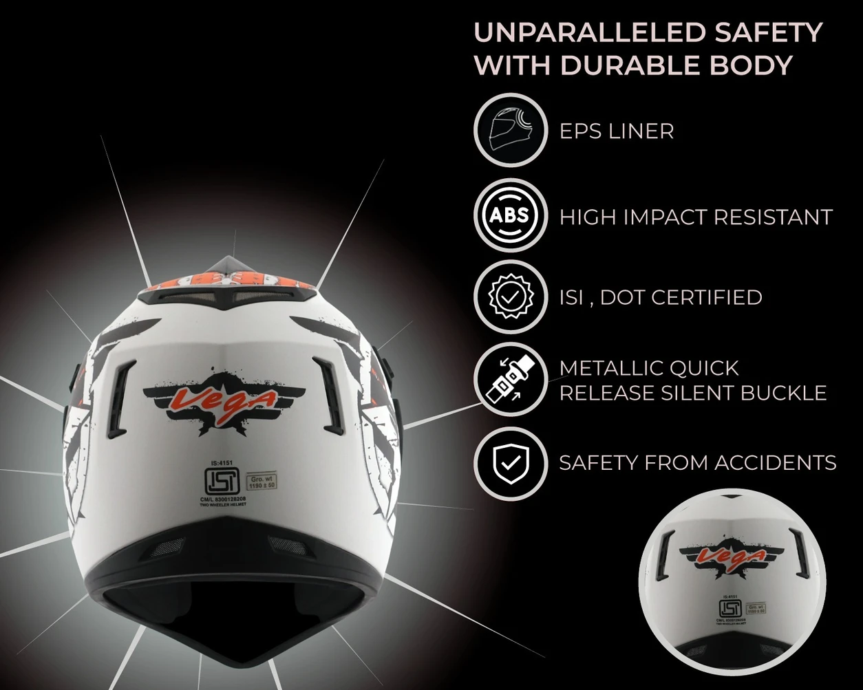 VEGA OFFROAD D/V SECRET DULL WHITE BLACK (L) VEGA OFFROAD D/V SECRET DULL WHITE BLACK (L)